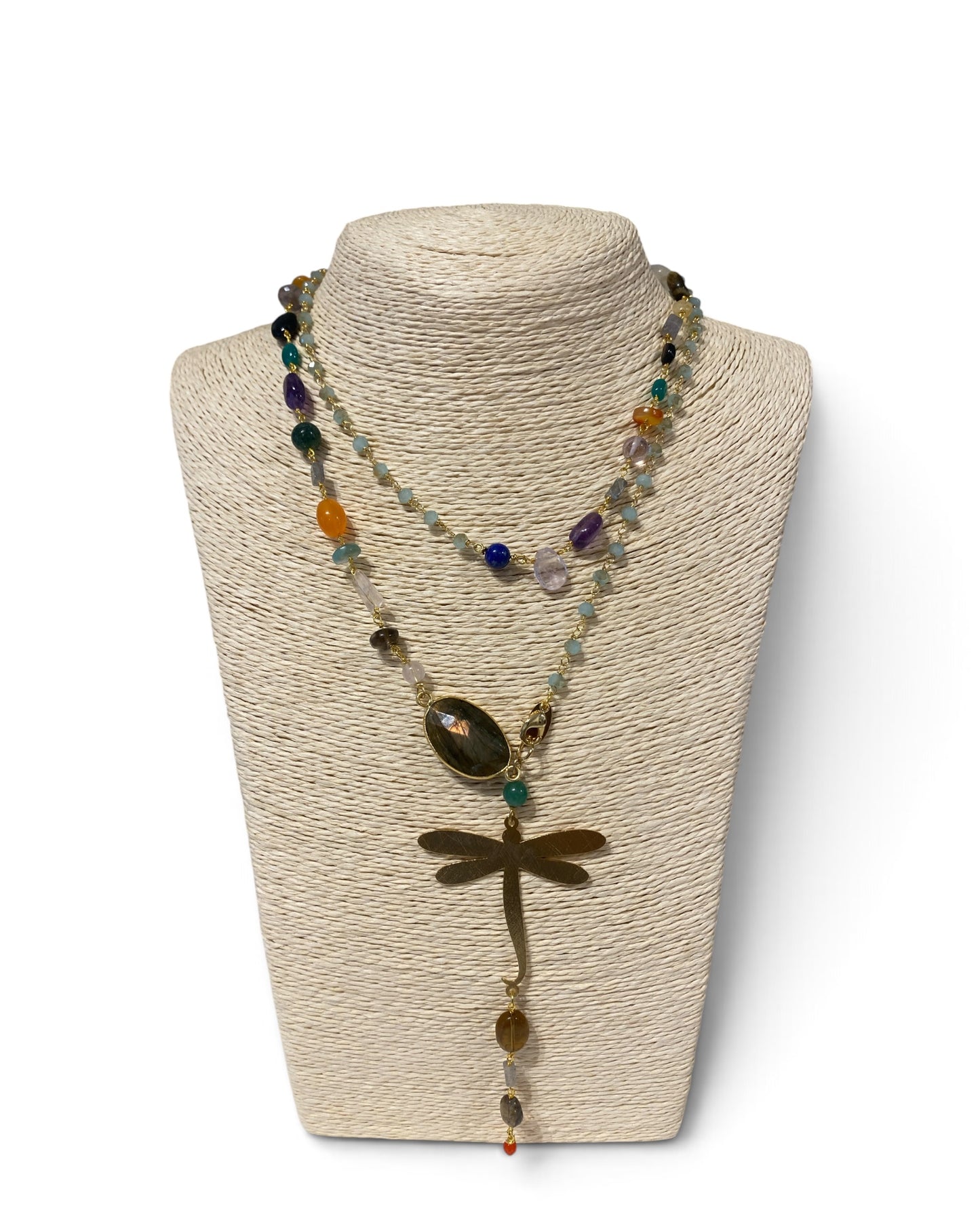 Collana Libellula lunga con pietre Barbara Burgio