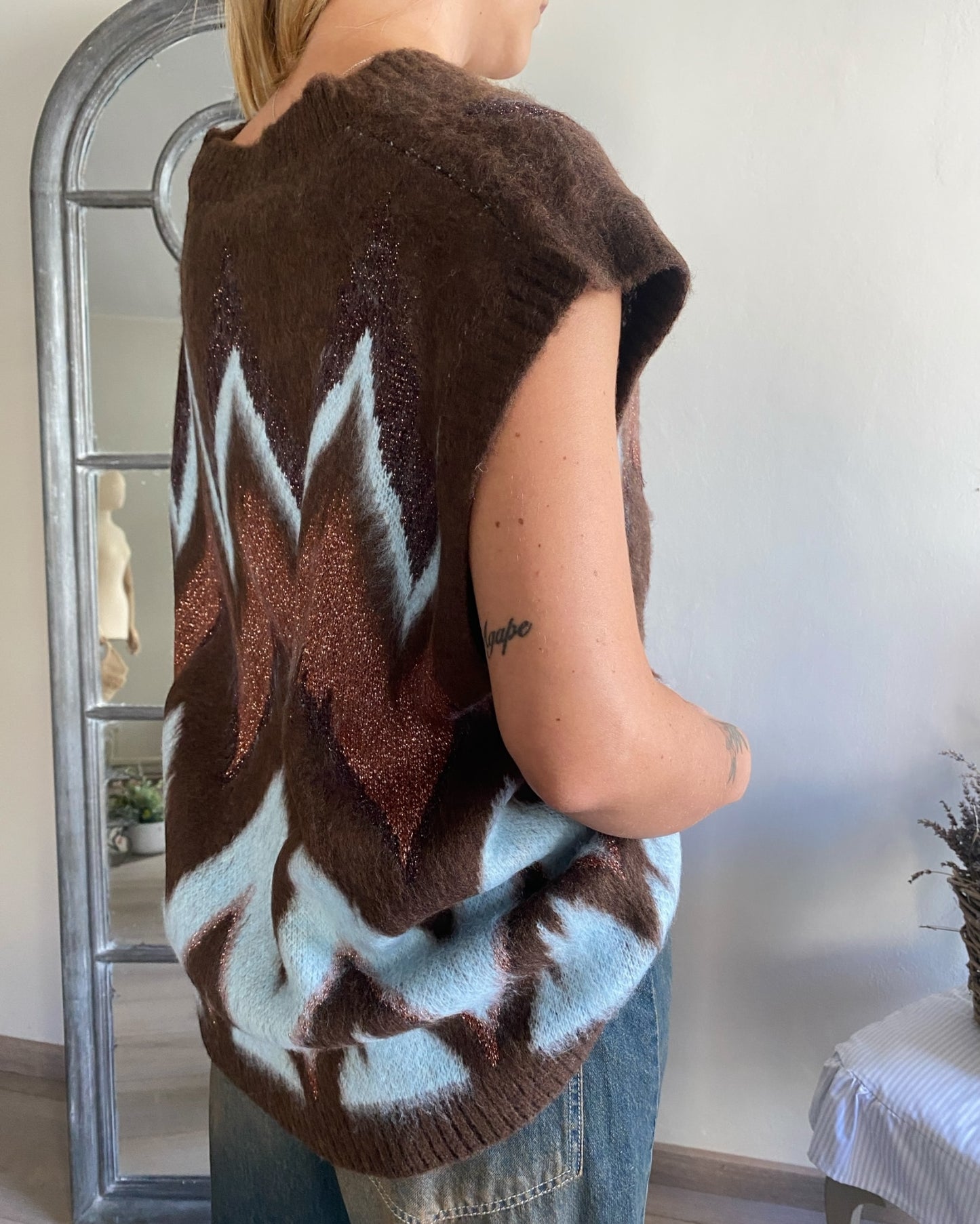 Gilet in maglia multicolor con scollo V art.W5HMT TENSIONE IN