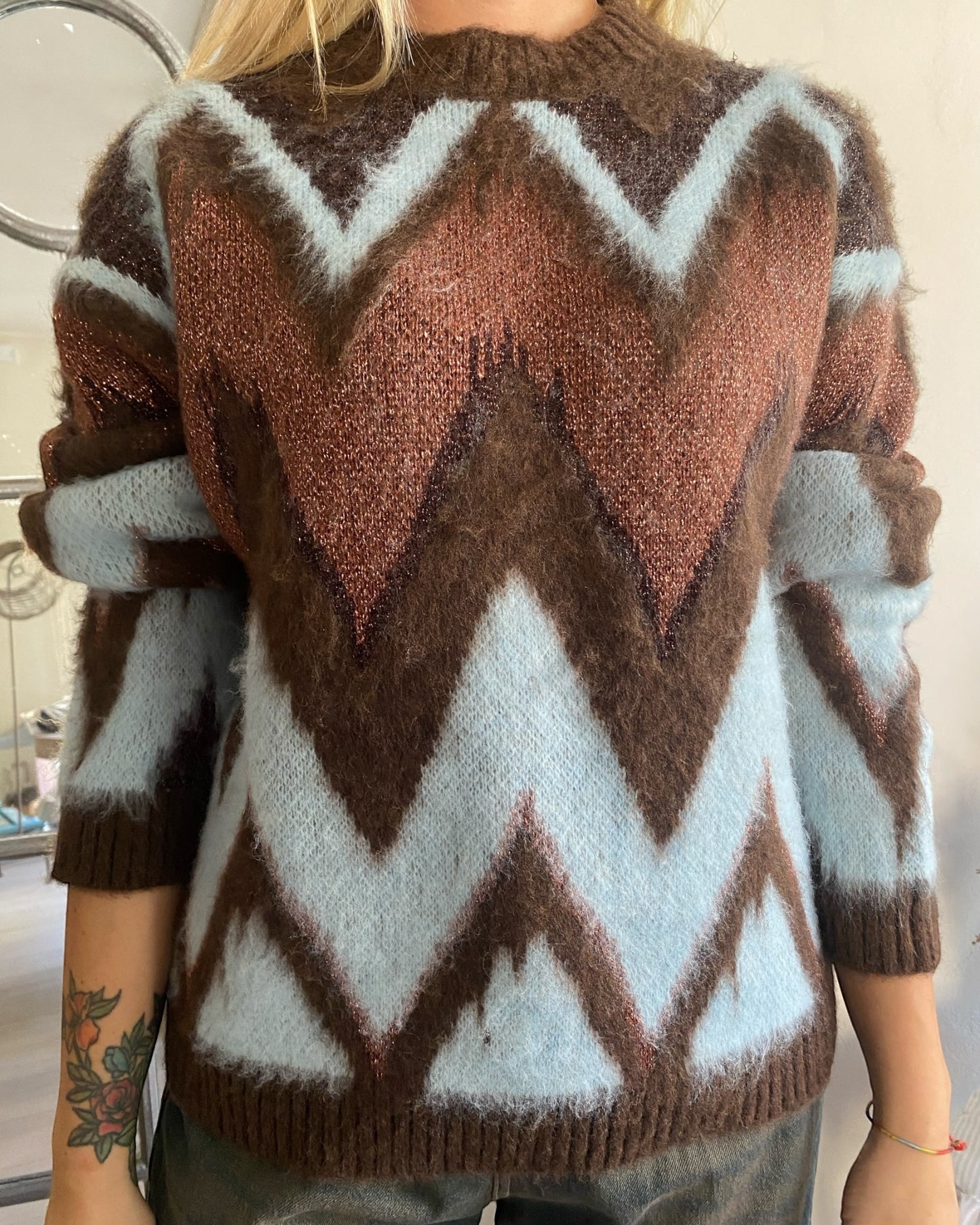 Maglione girocollo con stampa multicolor art.W5HMJ TENSIONE IN