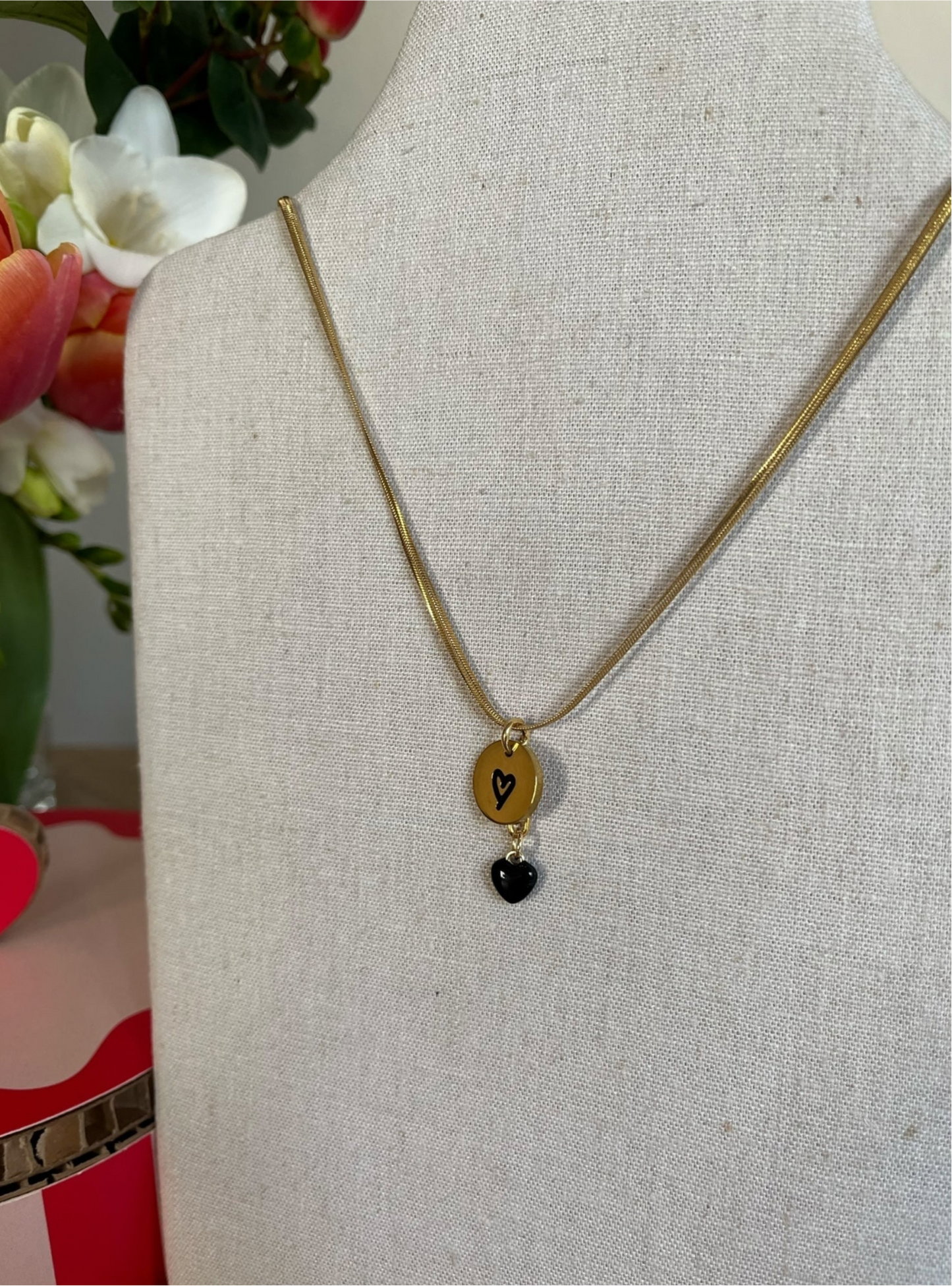 Collana snake con cuore e targhetta CLOEL