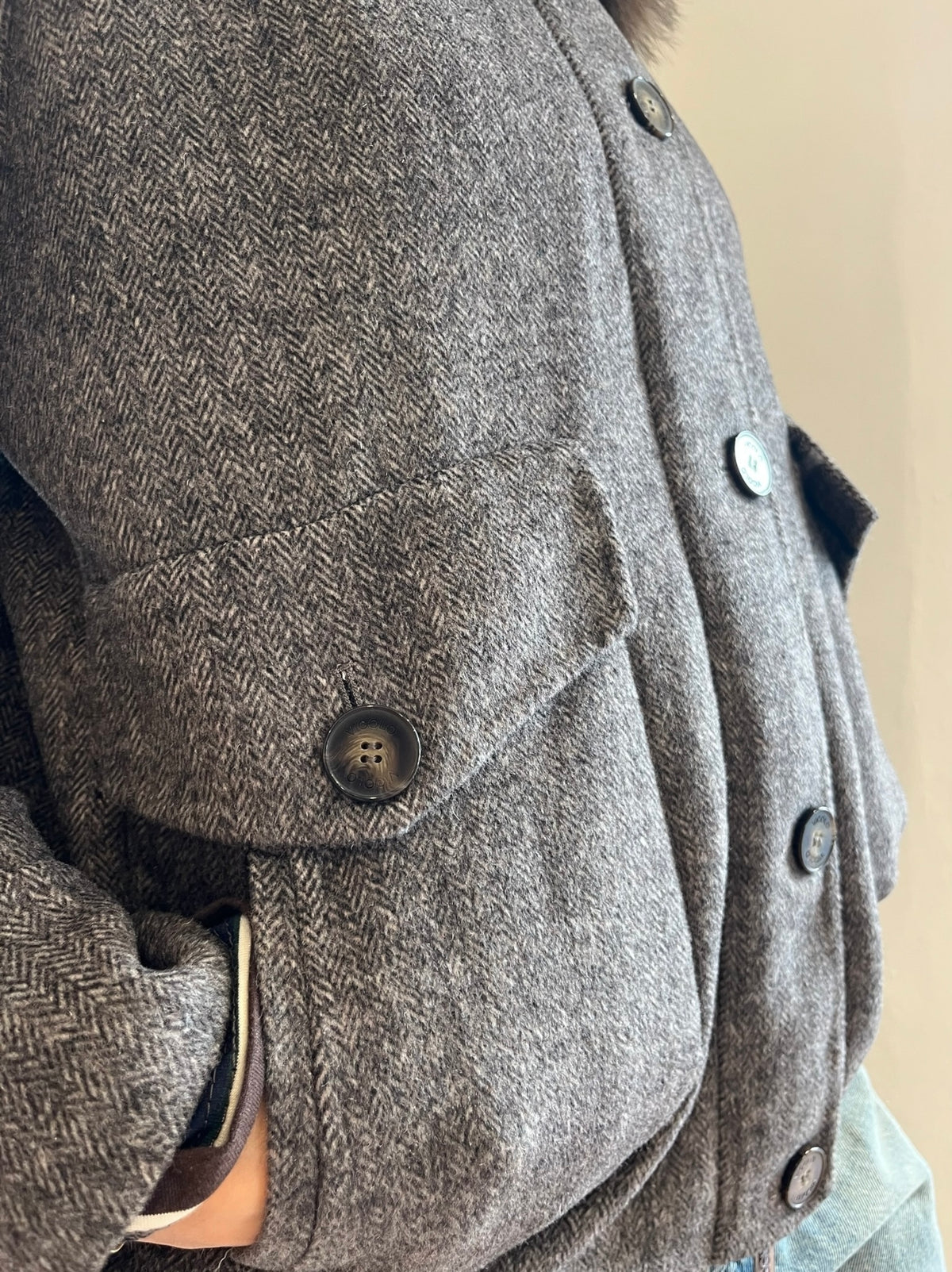 Bomber con tasche e collo in ecopelliccia removibile art.TAC0059 VICOLO