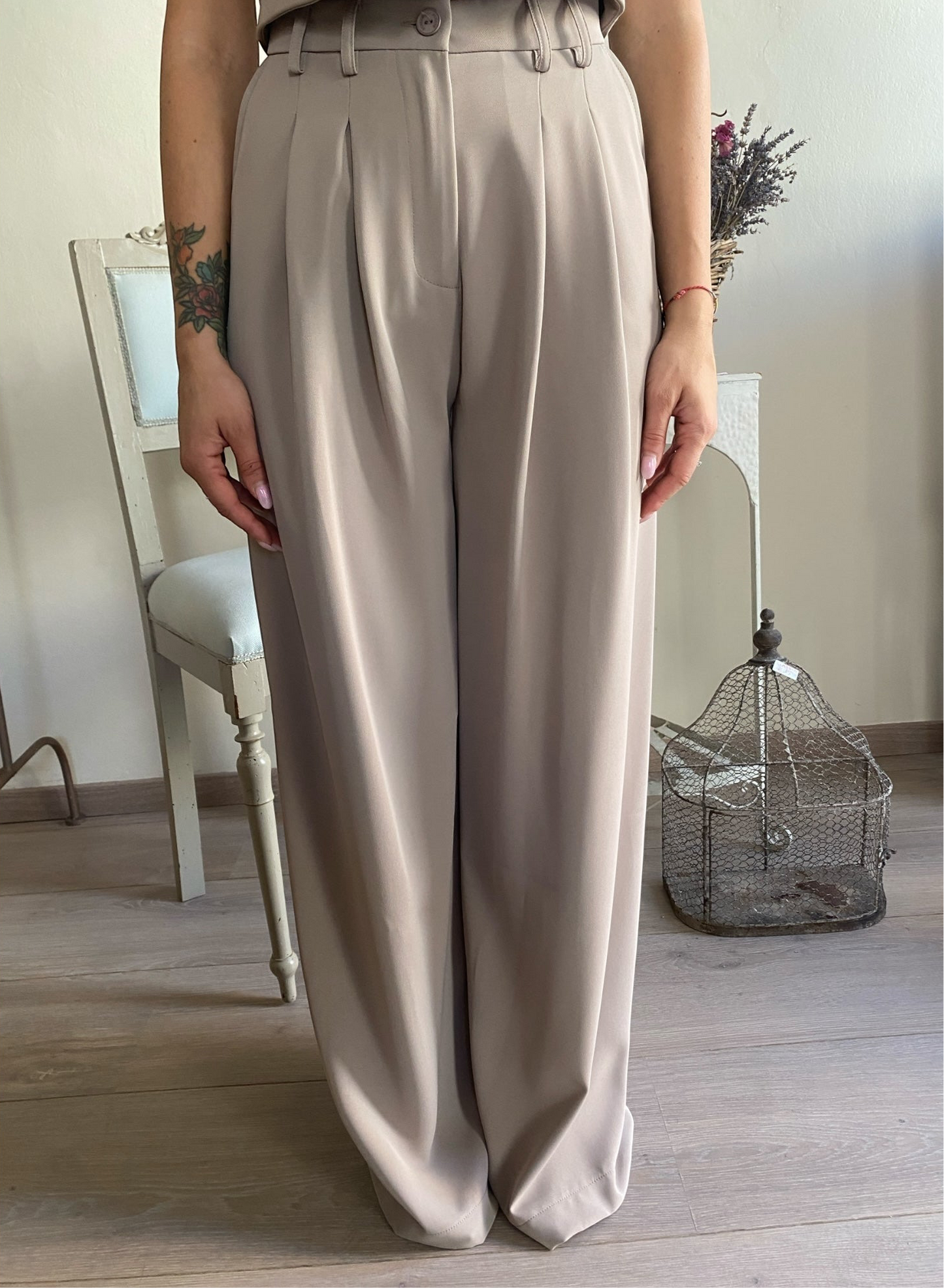 Pantalone palazzo con pences art. P975FF93N PLEASE