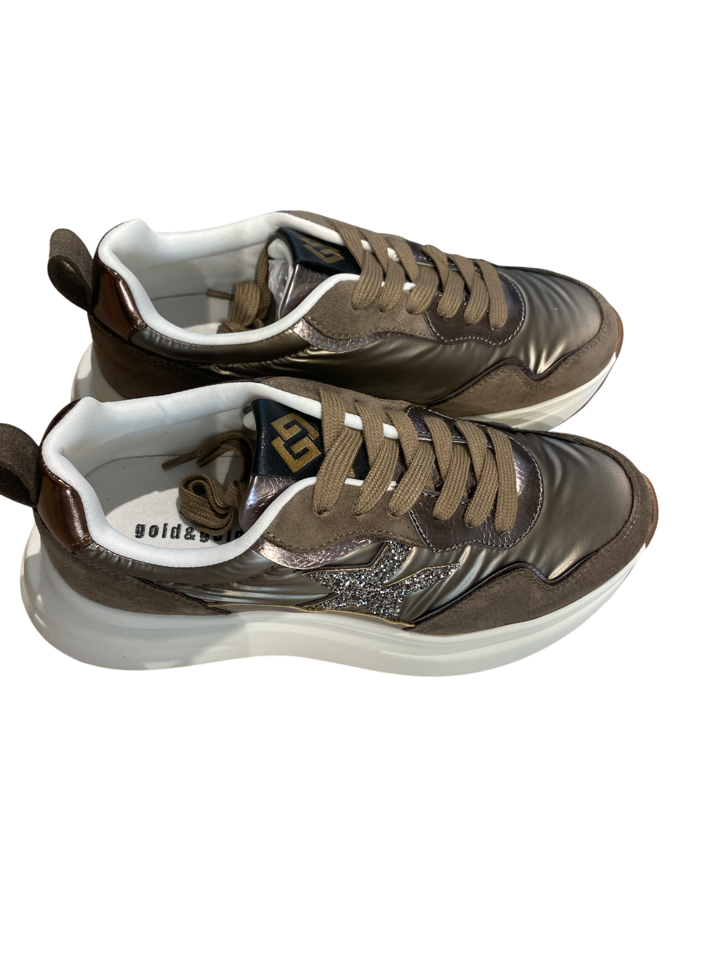 Sneaker con para alta e stella con paillettes art. GB980 GOLD&GOLD