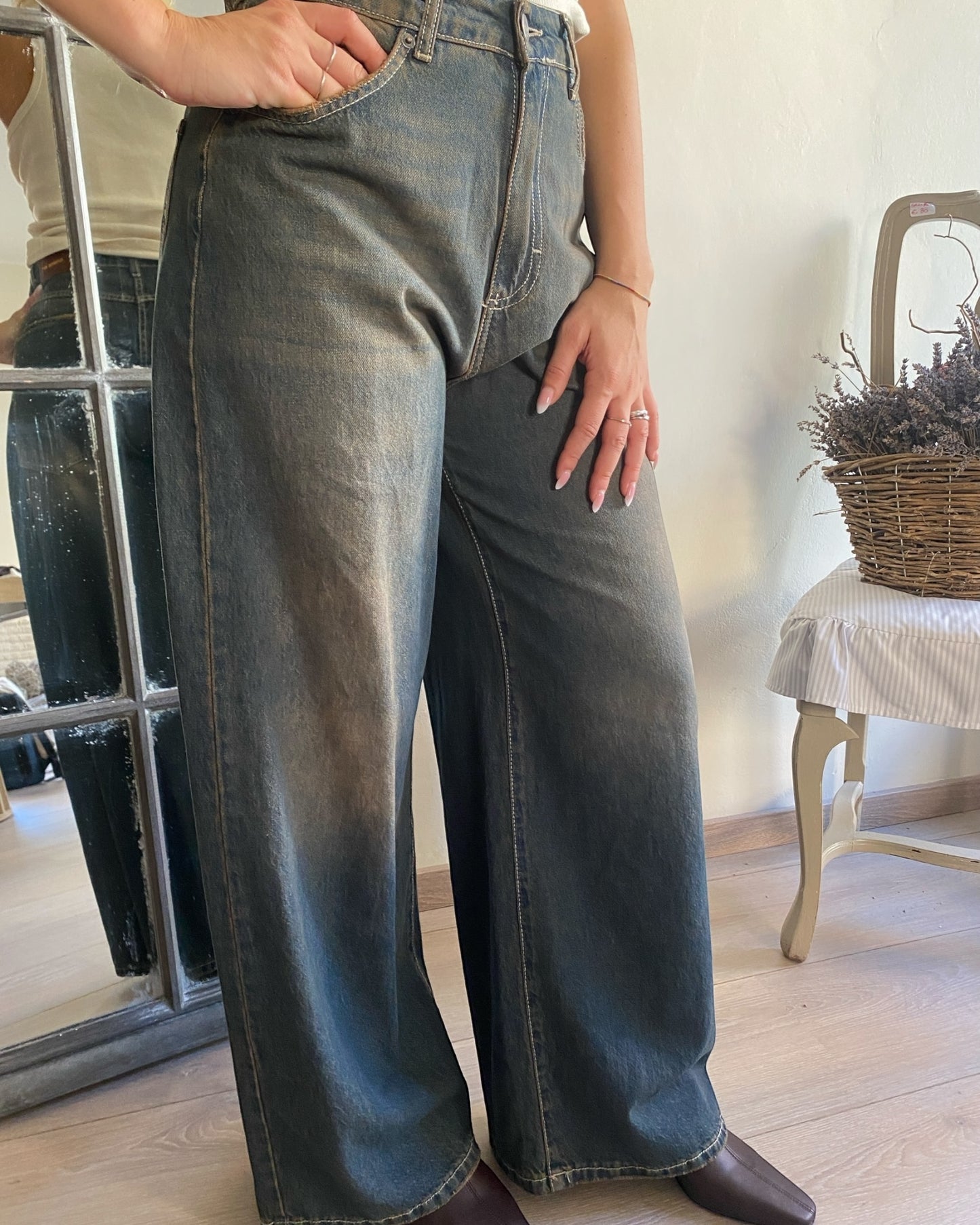 Jeans palazzo slavato art. GIUSI TENSIONE IN