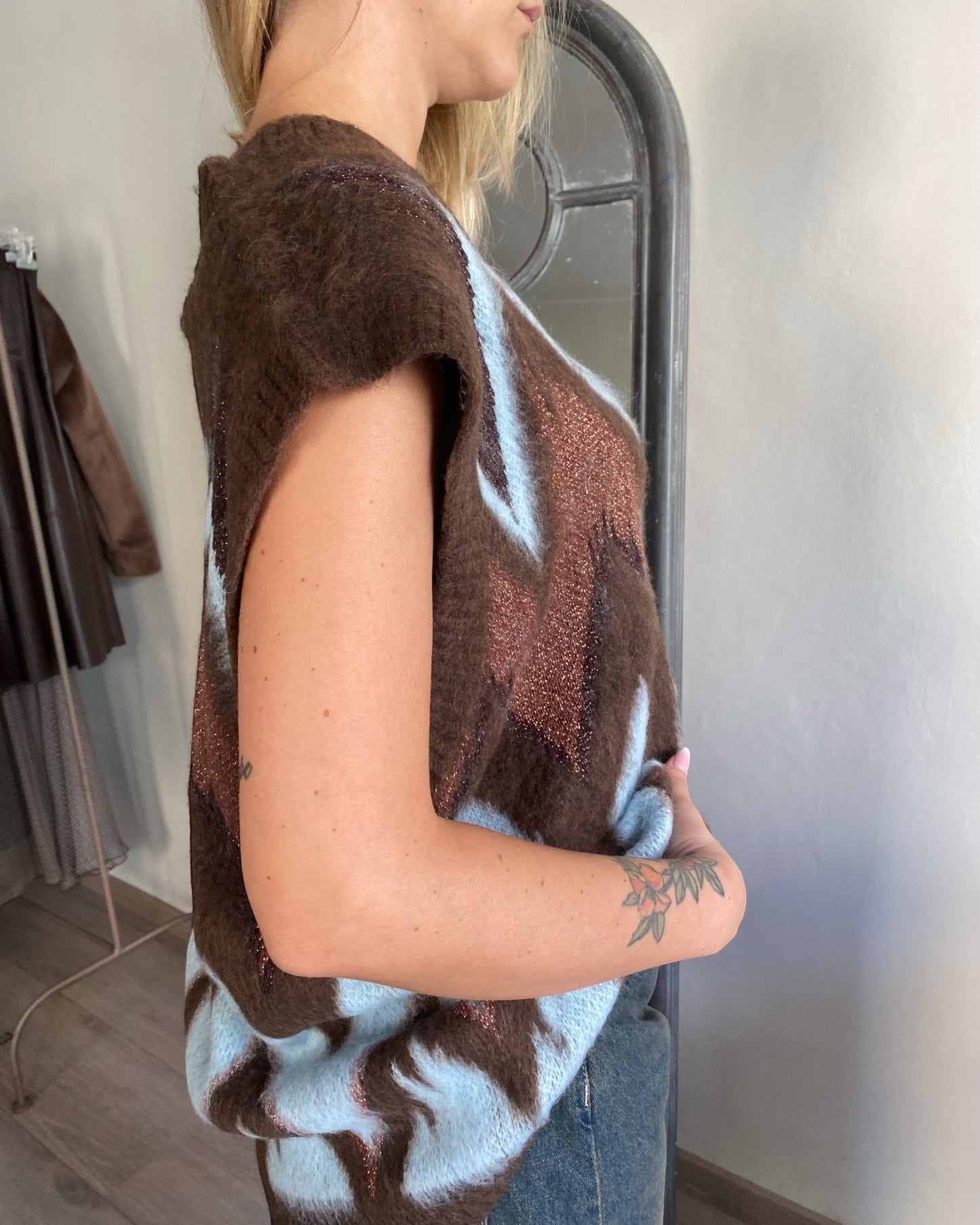 Gilet in maglia multicolor con scollo V art.W5HMT TENSIONE IN