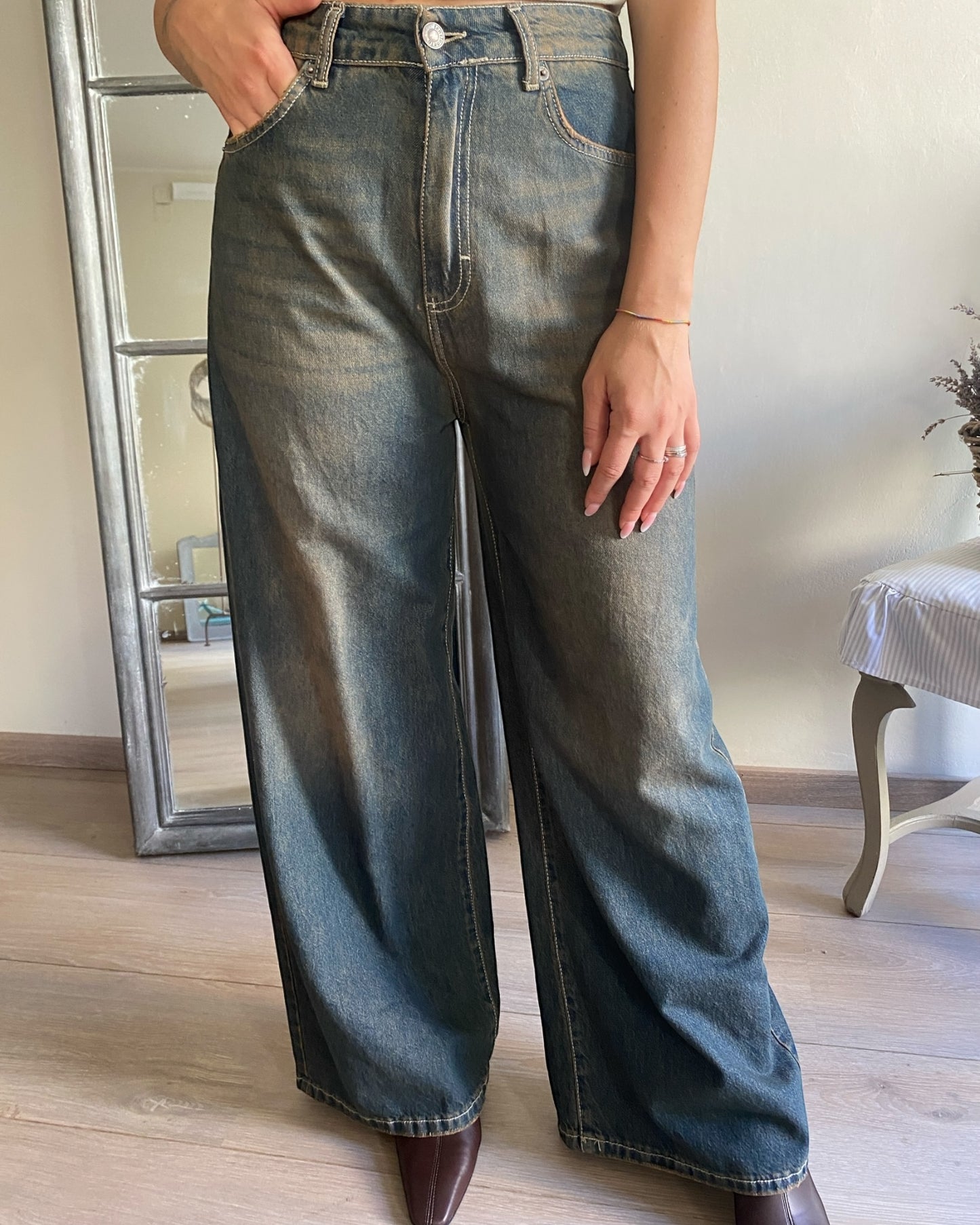 Jeans palazzo slavato art. GIUSI TENSIONE IN