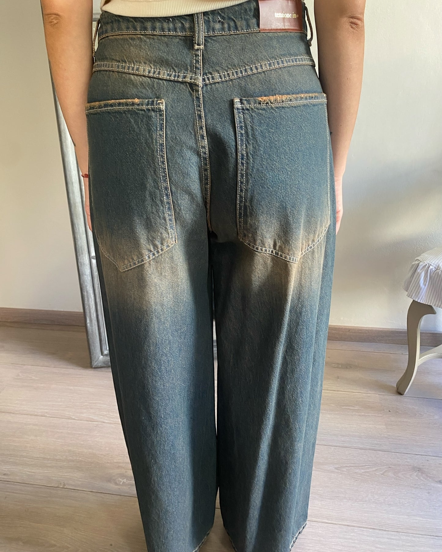 Jeans palazzo slavato art. GIUSI TENSIONE IN