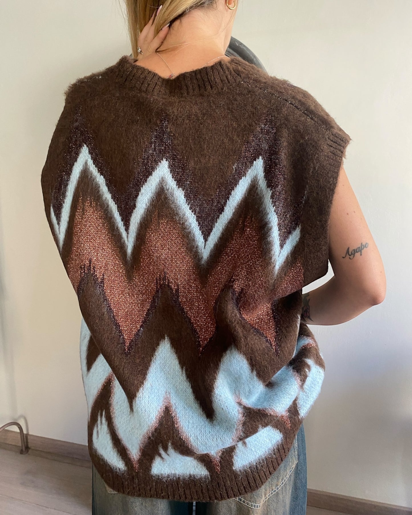 Gilet in maglia multicolor con scollo V art.W5HMT TENSIONE IN