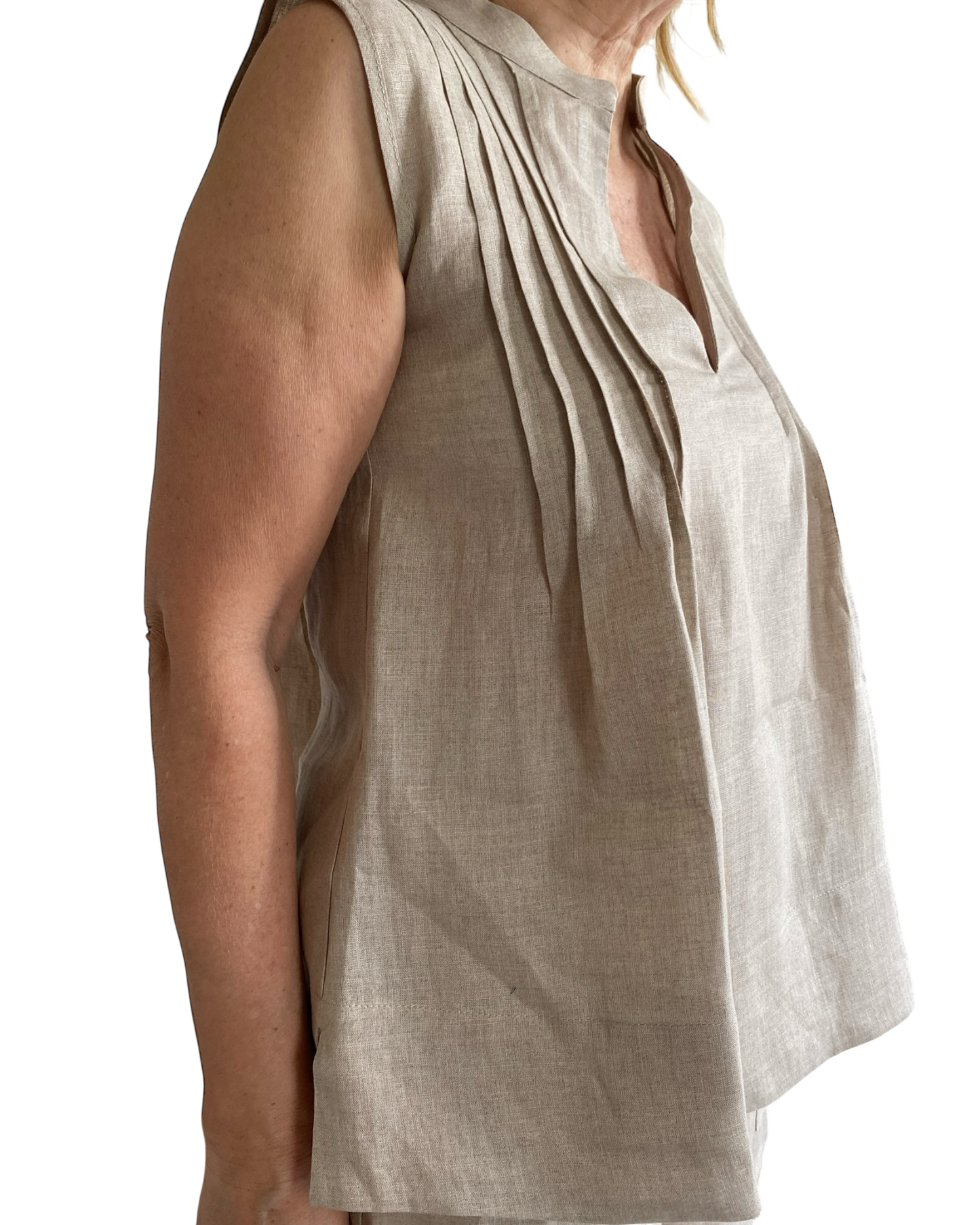 Top smanicato con plisse’ art. DEBBY CENTOLINO