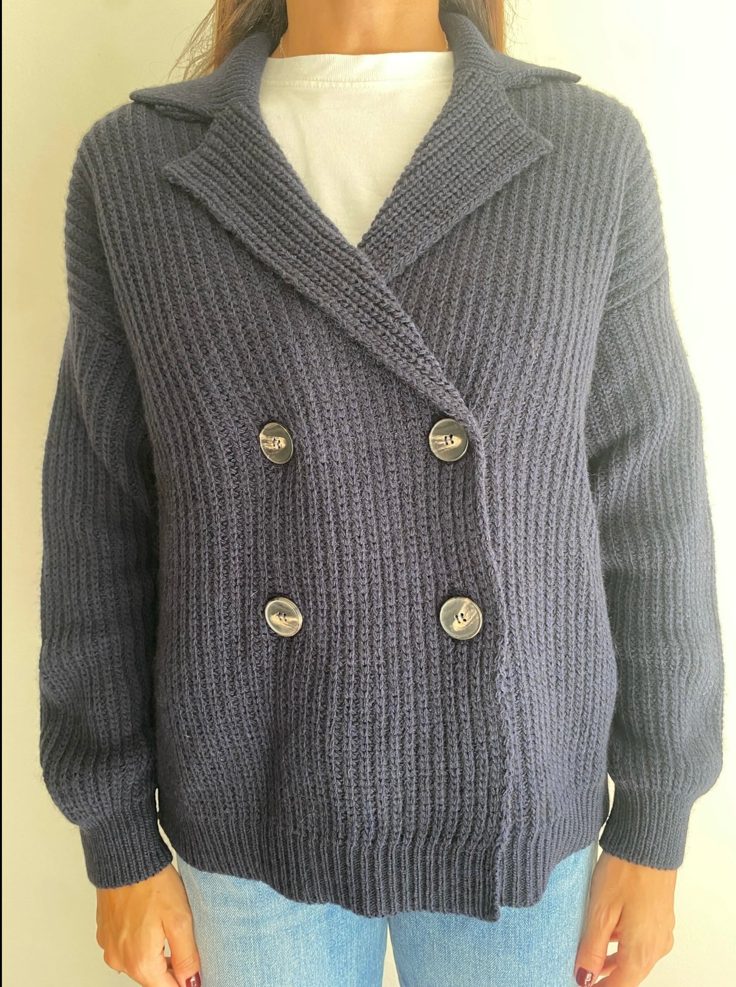 Cardigan a doppio petto a maglia inglese art. D81314 Tensione In