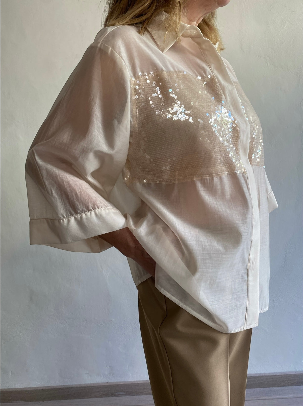 Camicia con inserto di paillettes art. CFRFWPN Dixie