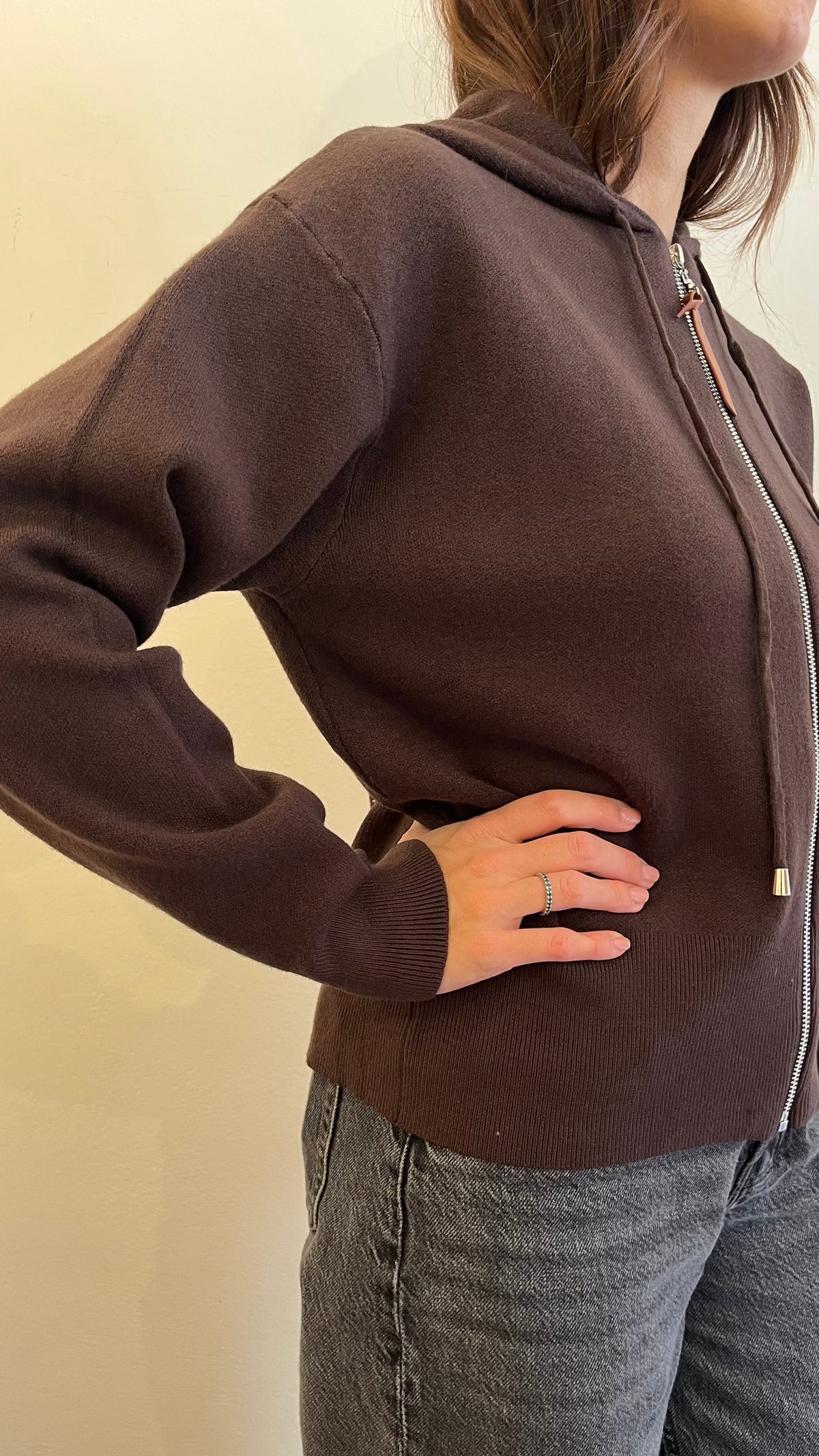 Cardigan con zip e cappuccio in viscosa art. JN1336