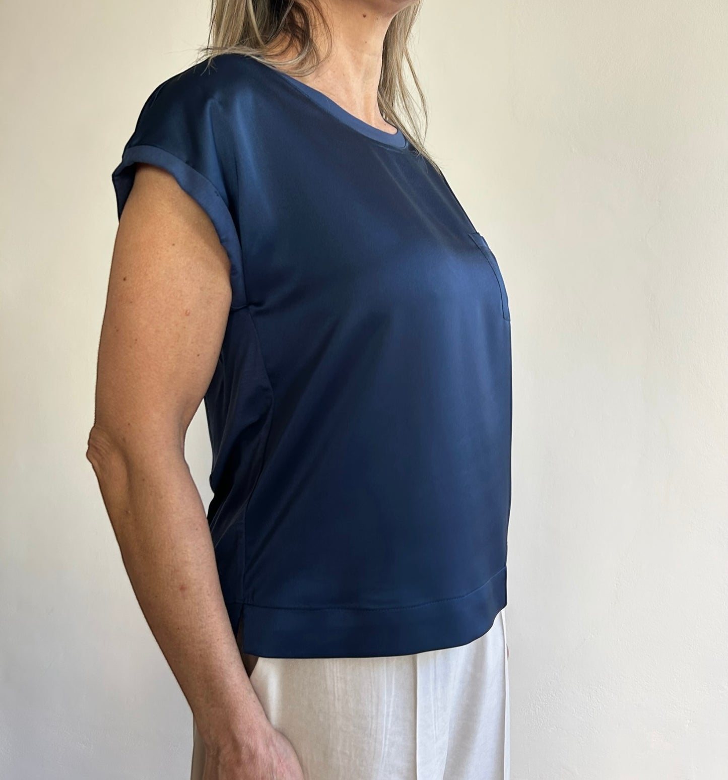 T-shirt raso con taschino art. S7XBE MOSS SANDRO FERRONE
