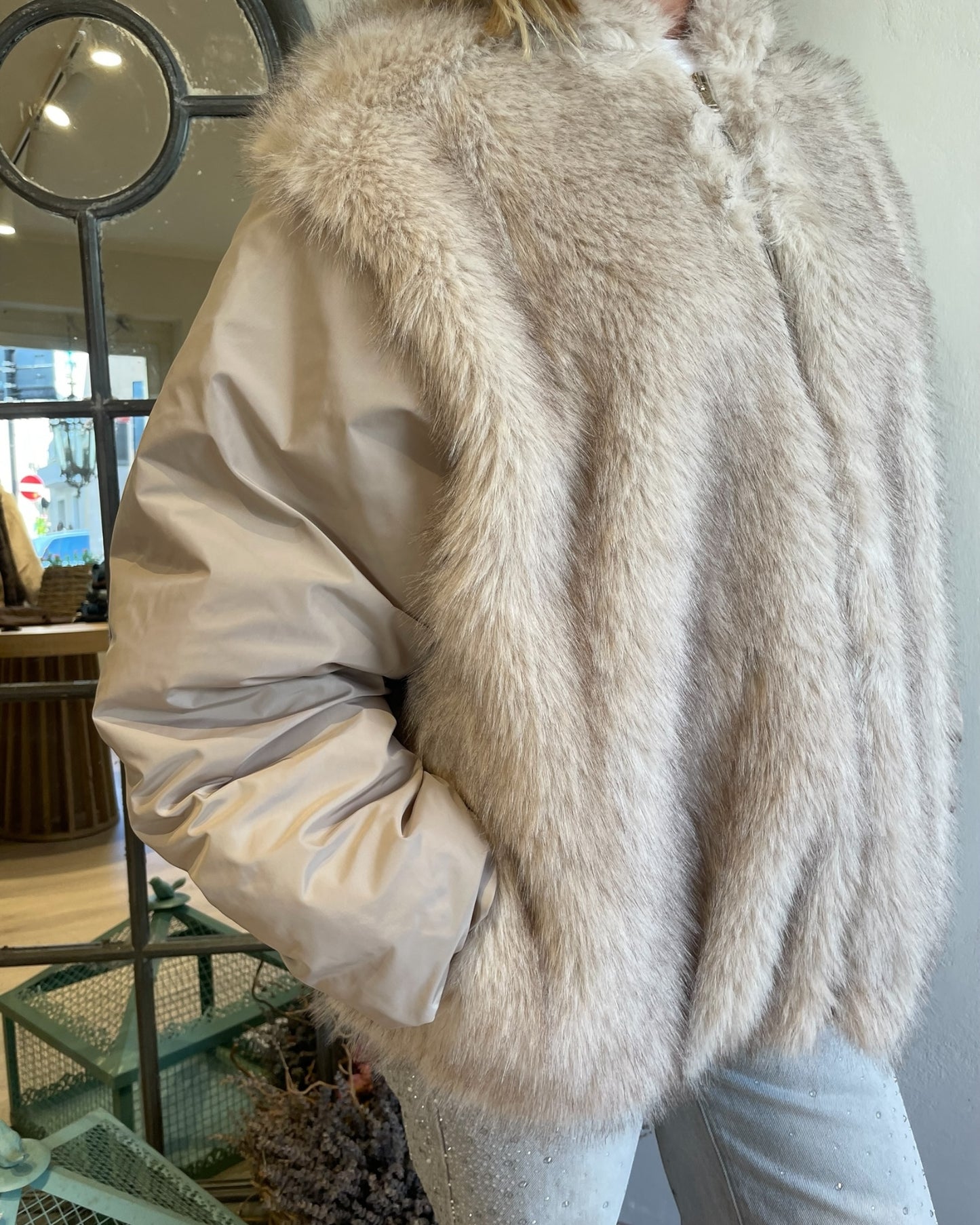 Giacca bomber in ecopelliccia e nylon art. TF0239 VICOLO