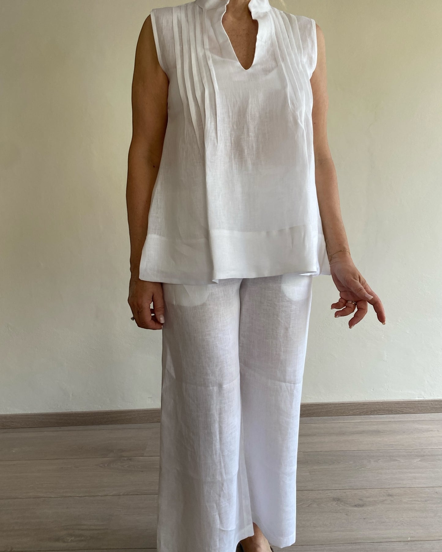 Top smanicato con plisse DEBBY CENTOLINO