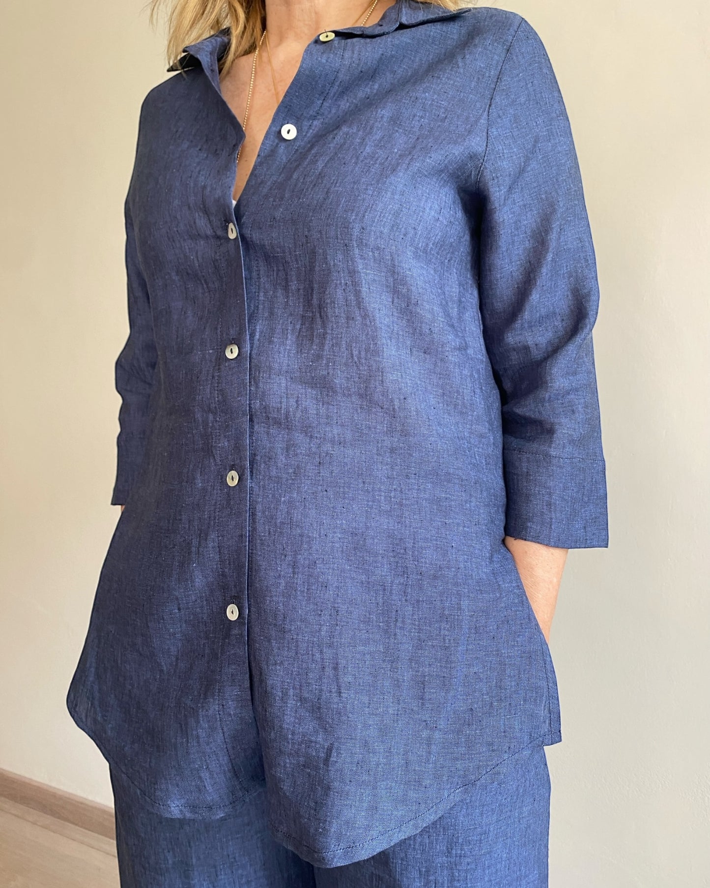 Camicia in lino manica 3/4 art. Giulia CENTO LINO