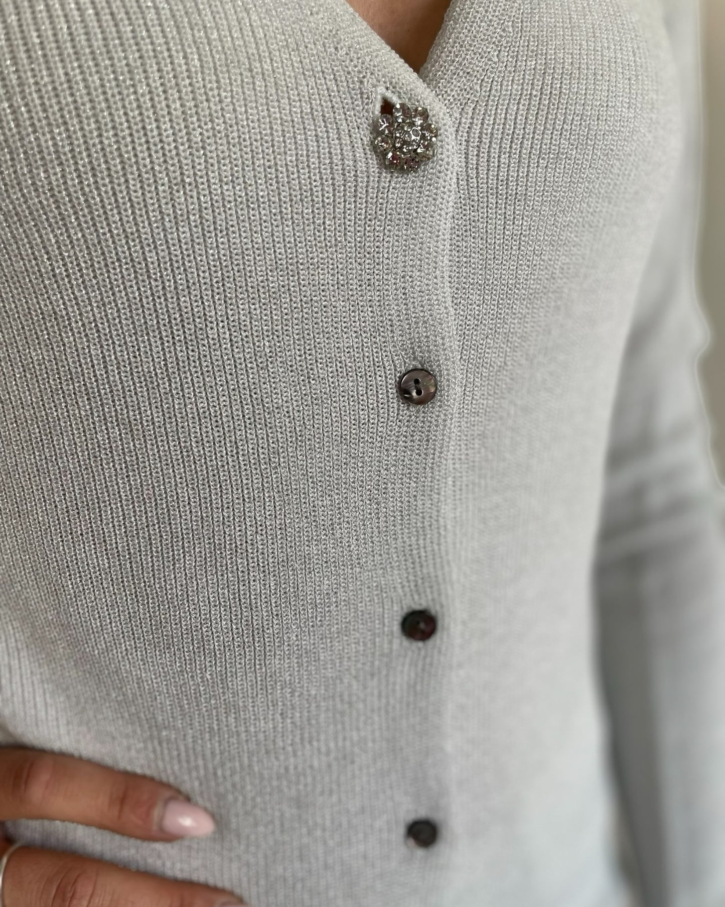 Cardigan lurex bottone gioiello art. DS5306 SHEI’s