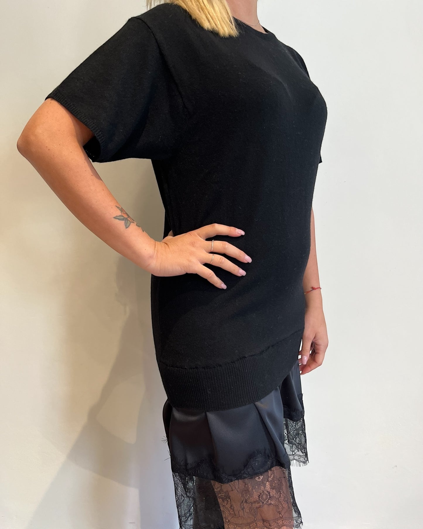 Maglia lunga con raso e pizzo art. 22195F VICOLO