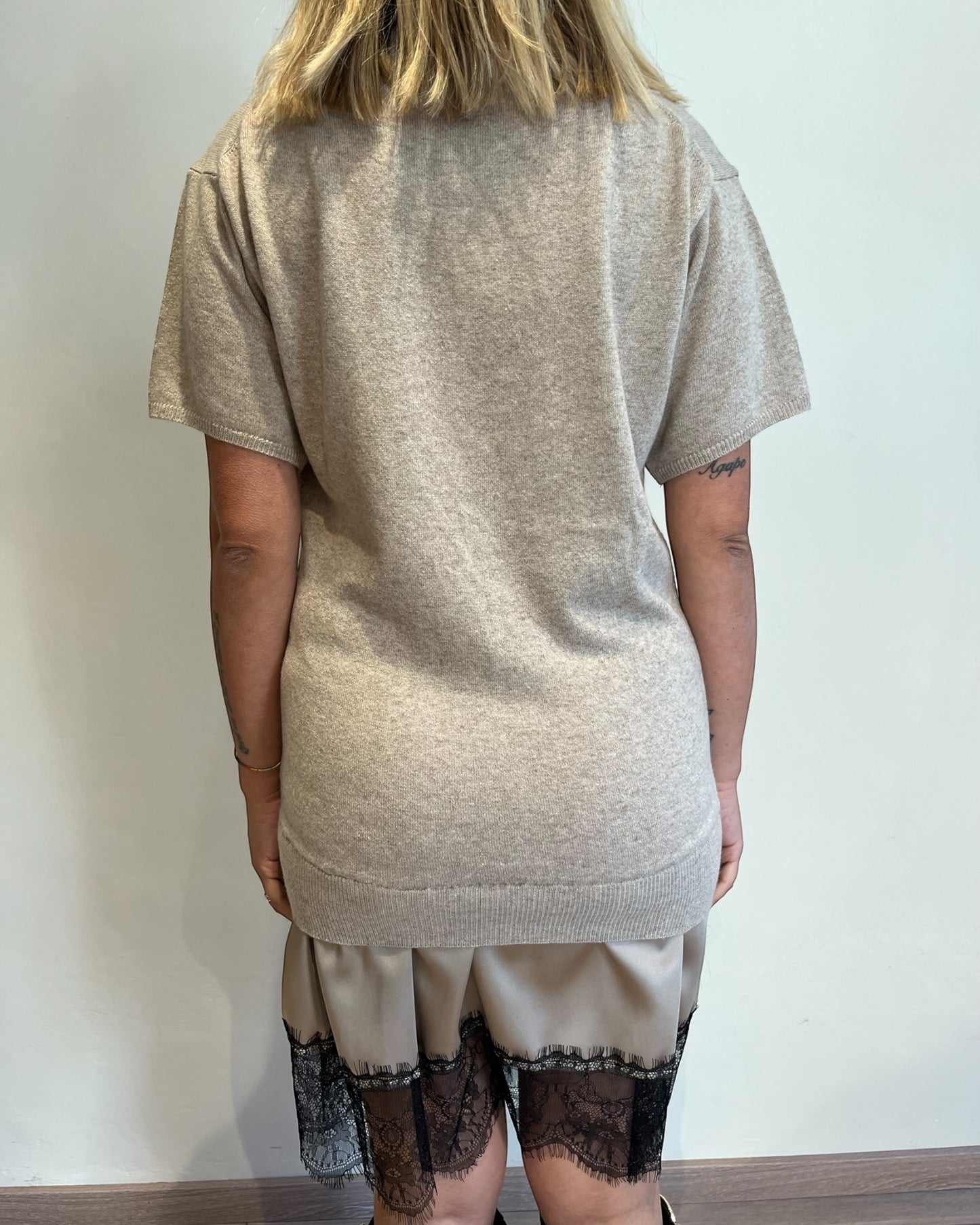 Maglia lunga con raso e pizzo art. 22195F VICOLO