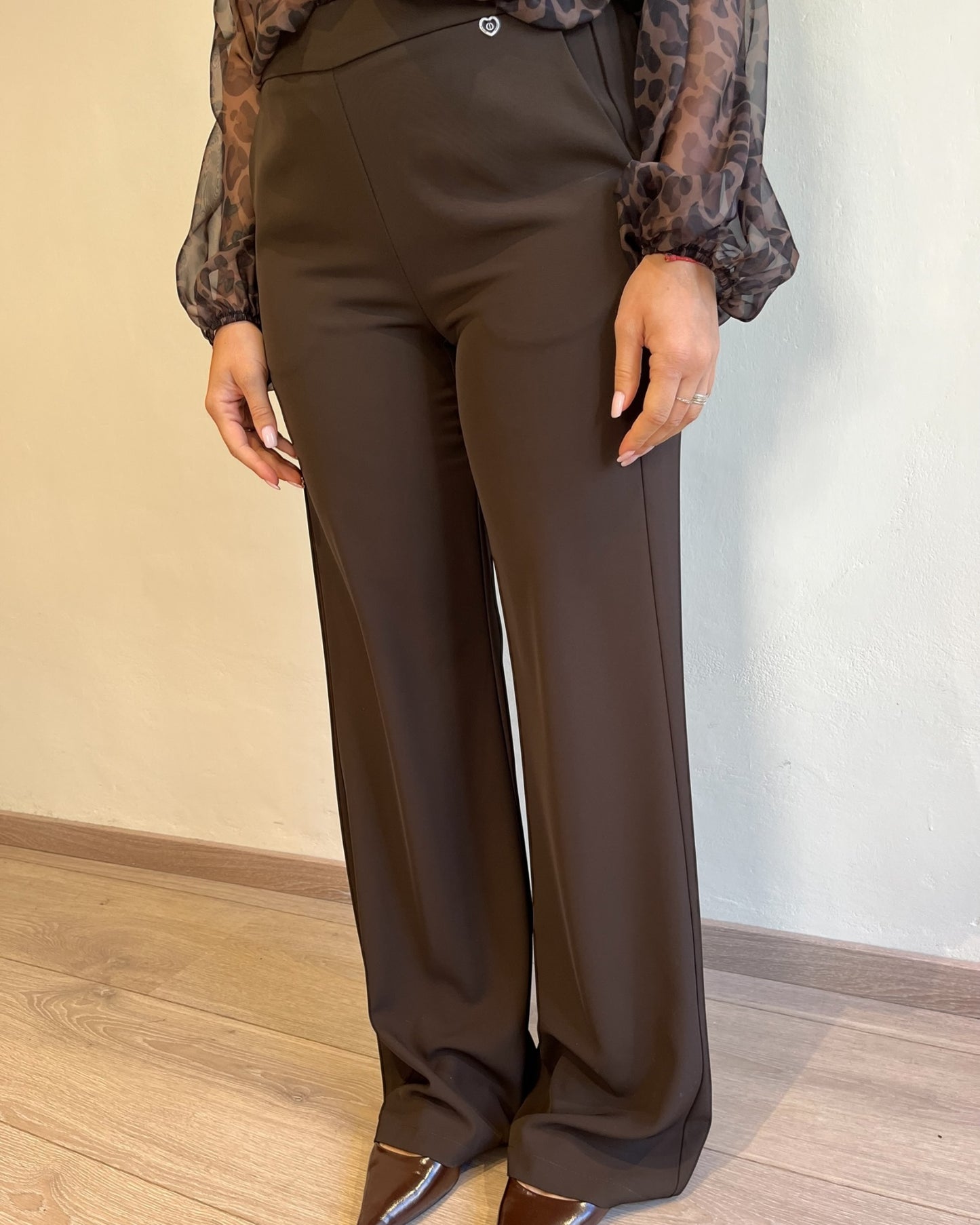 Pantalone palazzo fluido con elastico art. P493SFIONA PLEASE