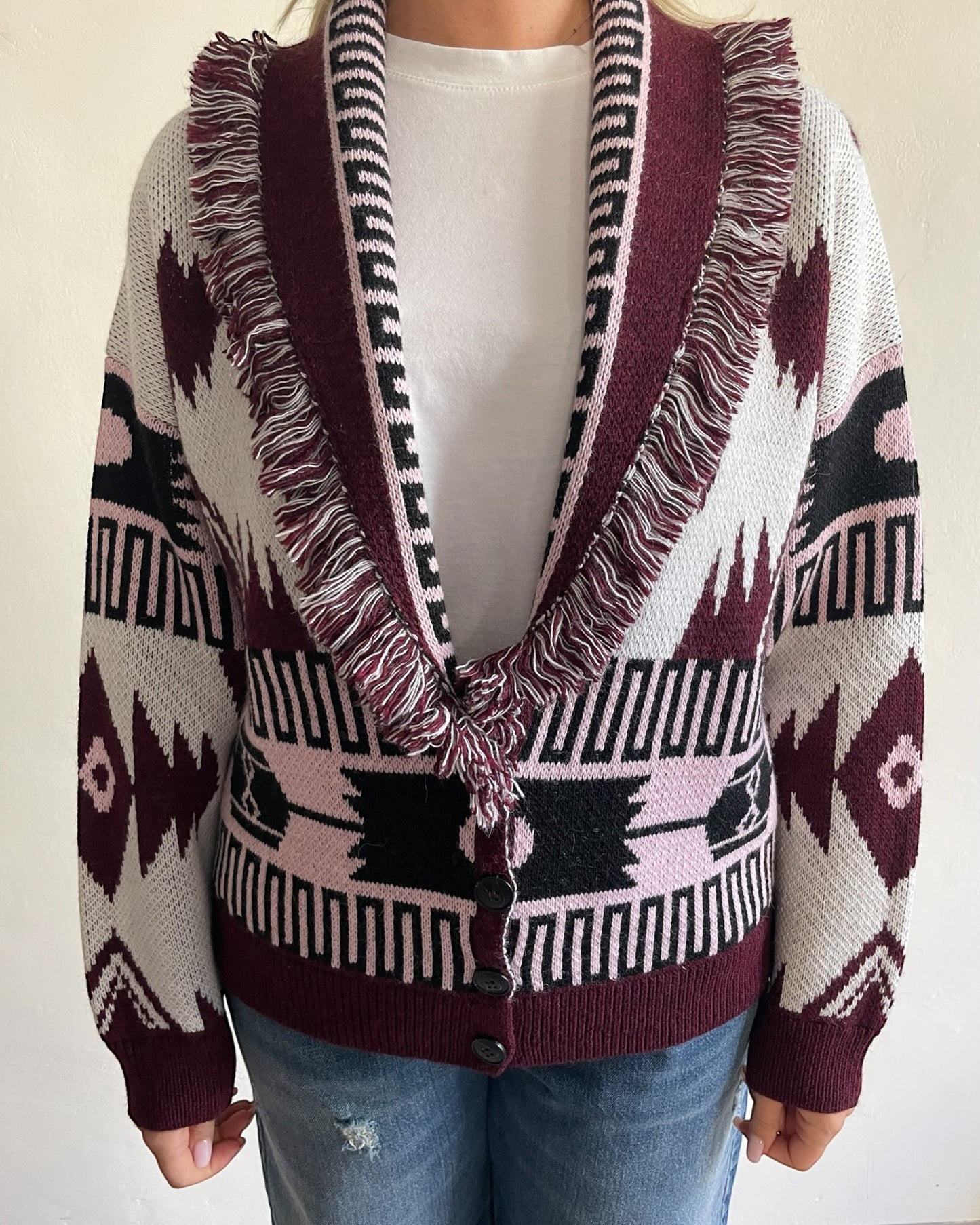 Cardigan frange e bottoni art. 25A837 TENSIONE IN