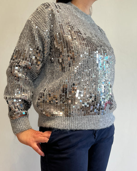 Maglione con paillettes art. 5683 MADREPERLA