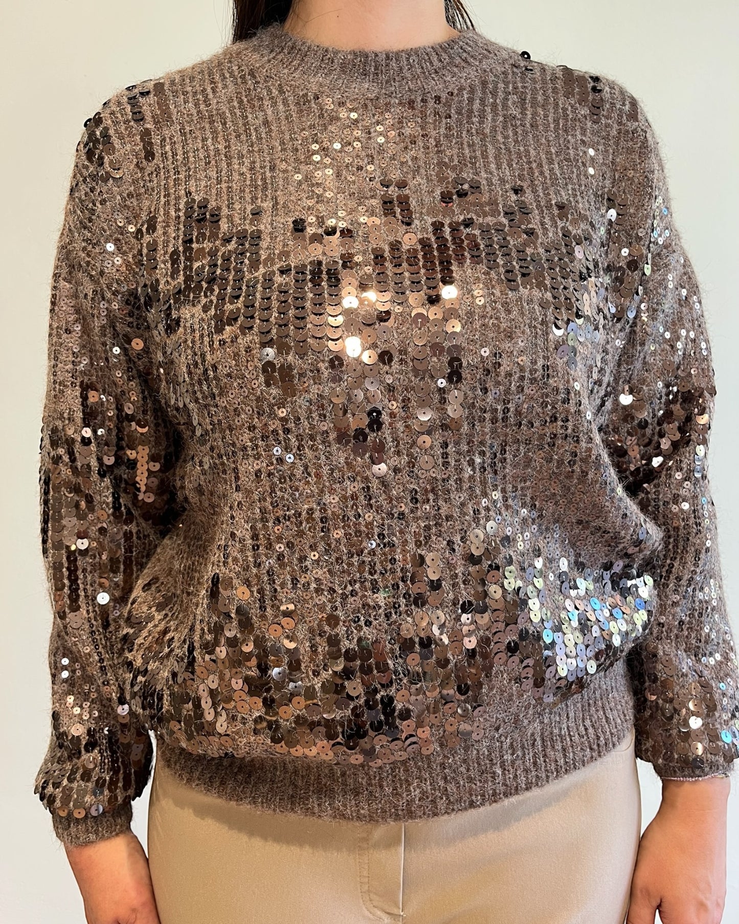 Maglione con paillettes art. 5683 MADREPERLA