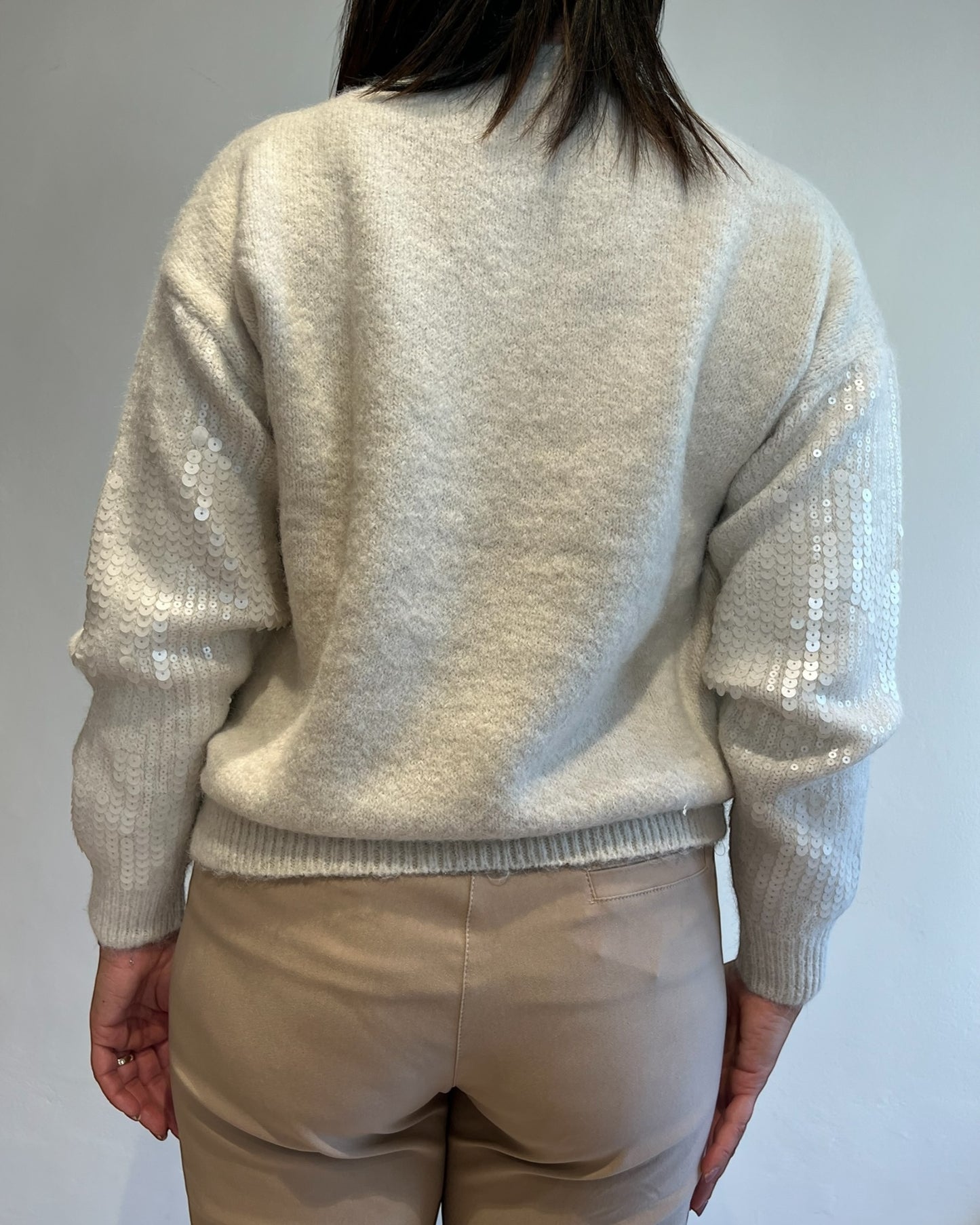 Maglione con paillettes art. 5683 MADREPERLA