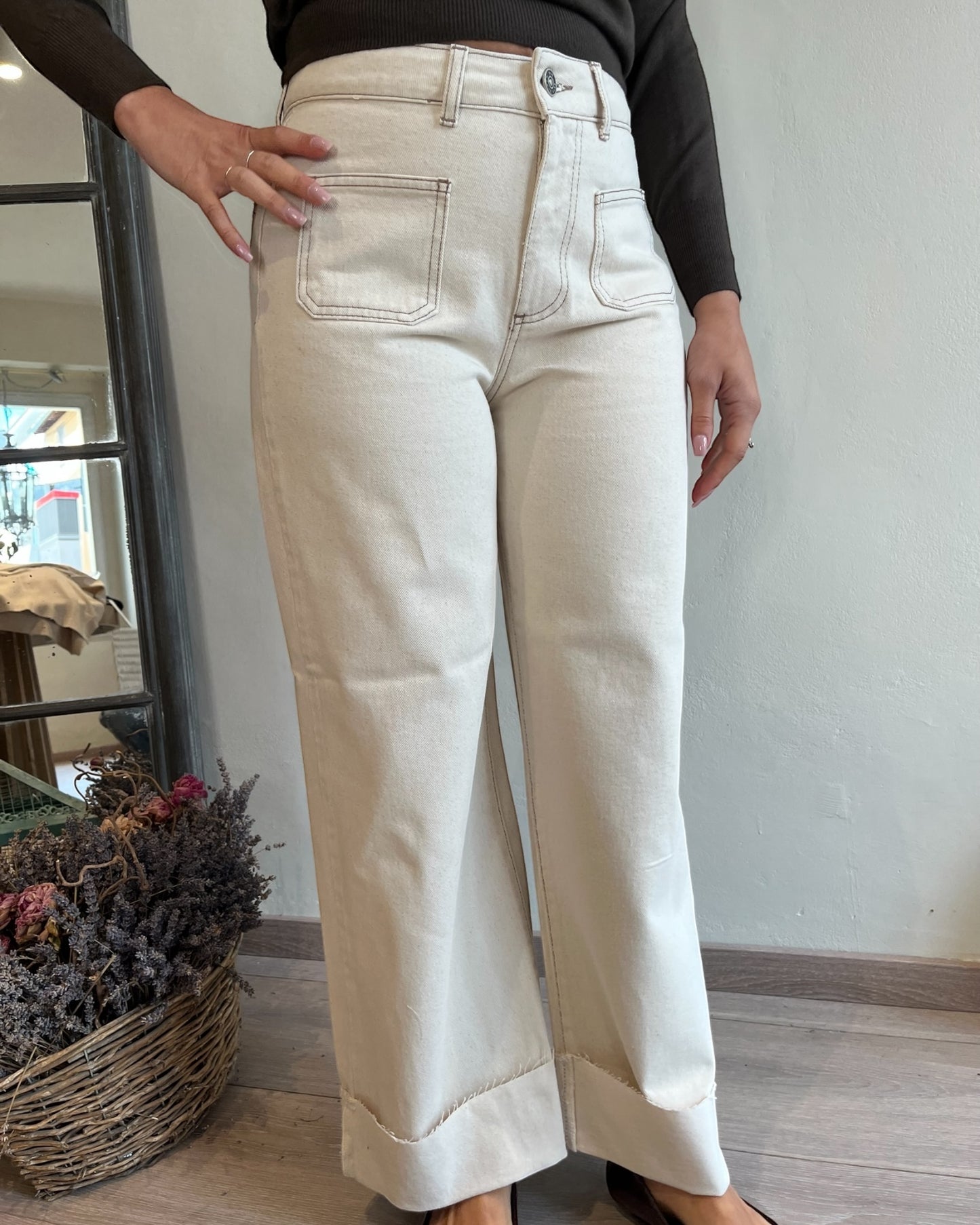 Pantalone cropped con risvolto art. ERMES GSD