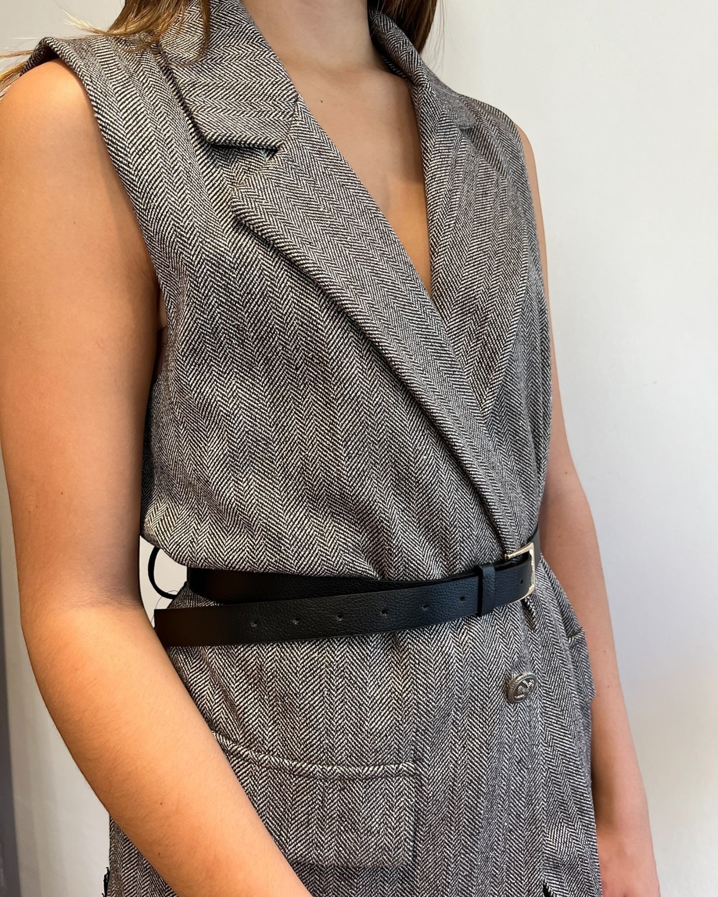 Gilet spina di pesce con pizzo e cintura CHEAP&CHIC