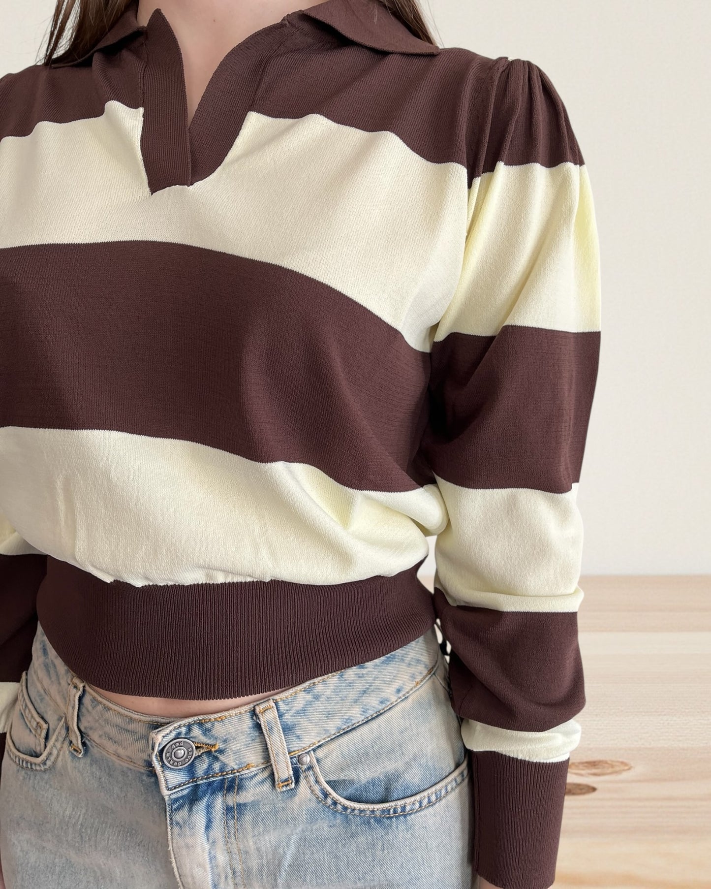 Polo righe con manica arricciata art. 2AB2079 VICOLO