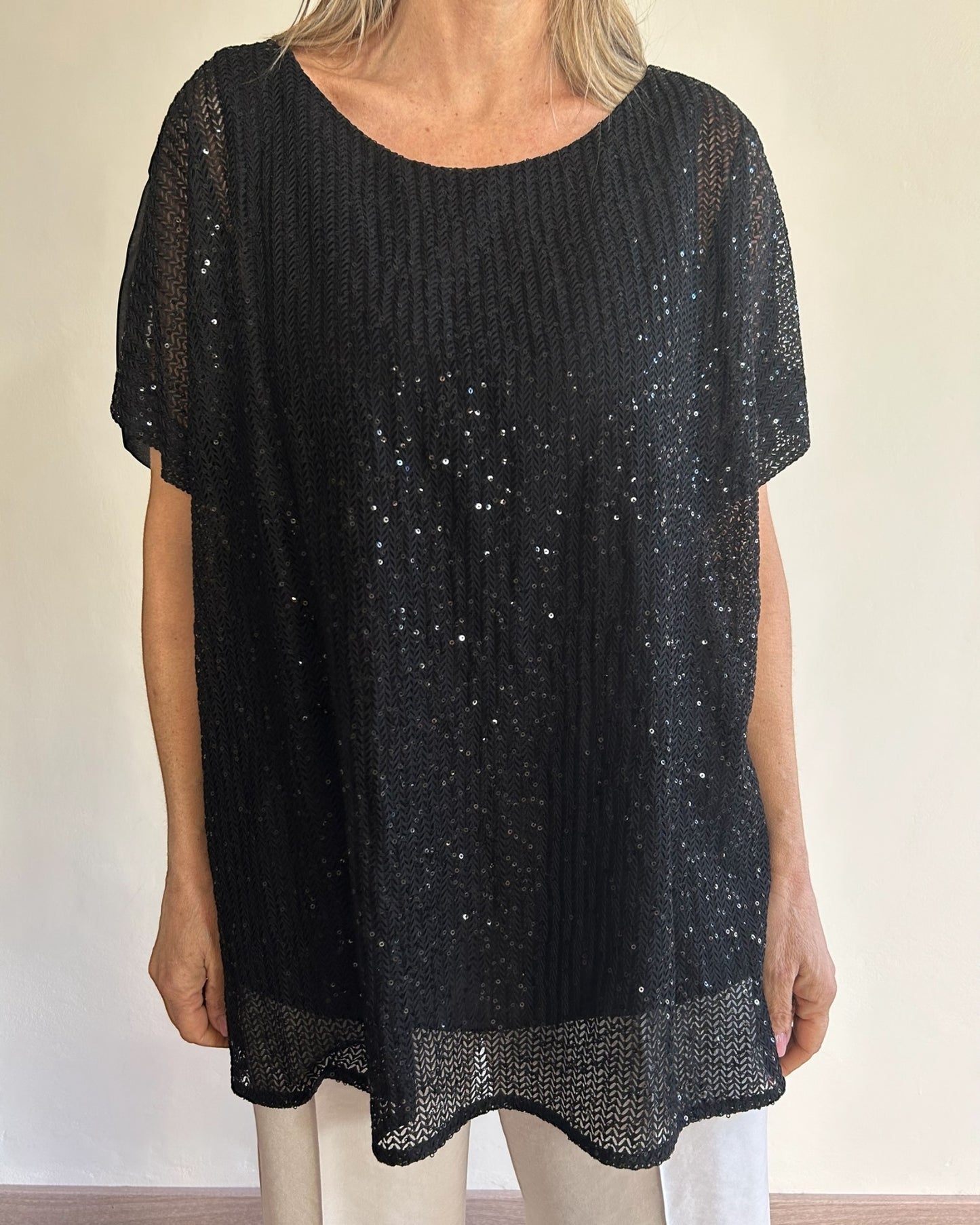 Blusa funky con paillettes art. L7XBE MALAGA Lola by SANDRO FERRONE