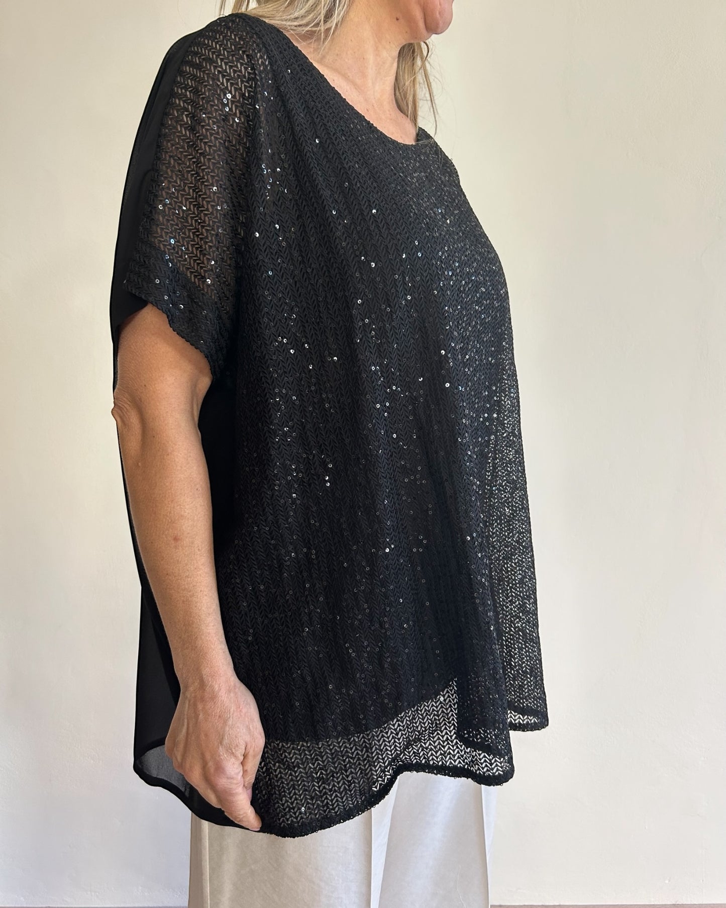 Blusa funky con paillettes art. L7XBE MALAGA Lola by SANDRO FERRONE
