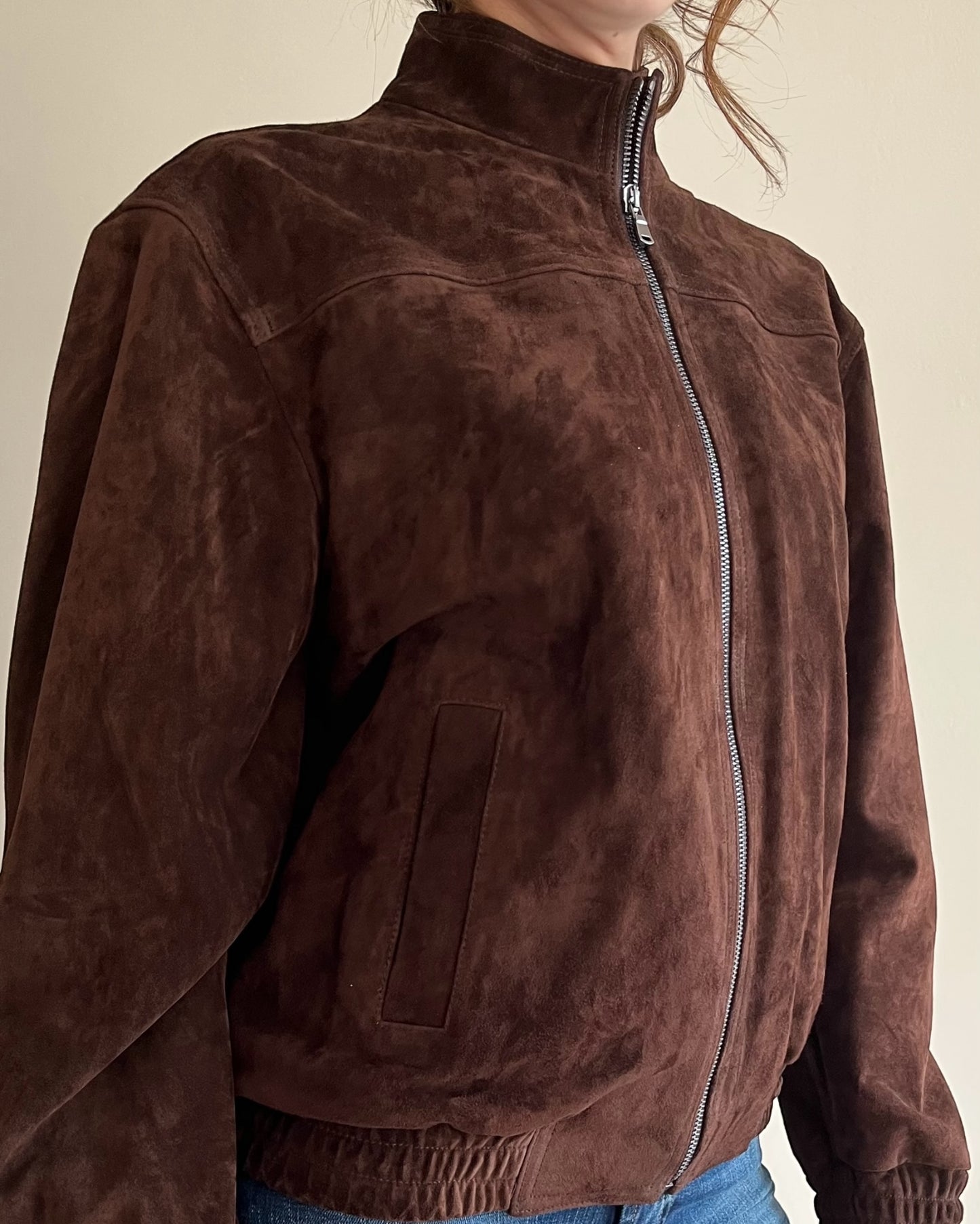 Bomber in vera pelle scamosciata con cerniera art. TD0146 VICOLO