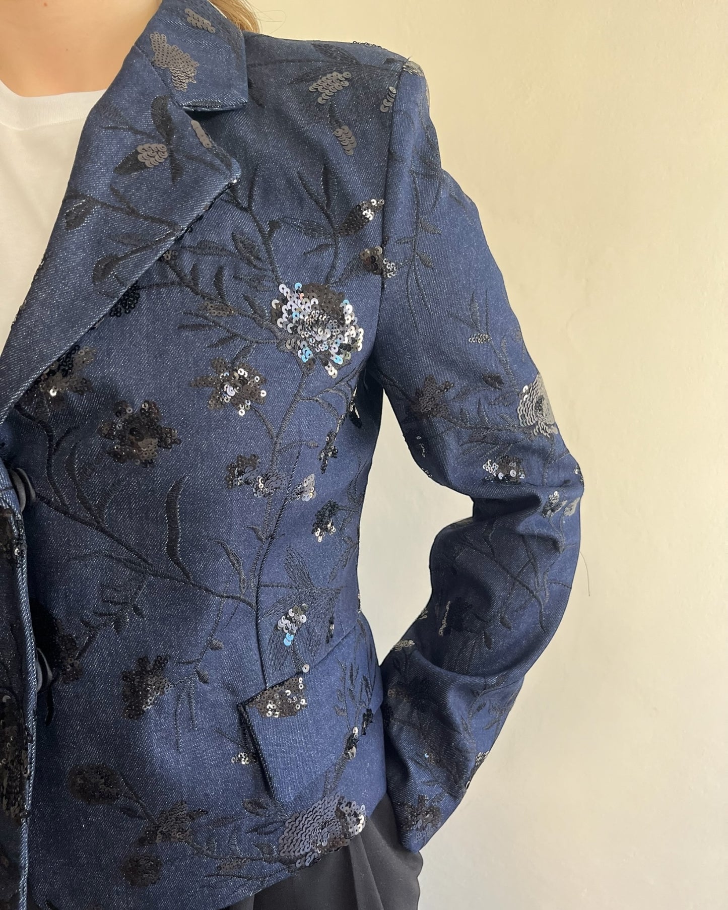 Giacca Denim con ricami mini paillettes art. TD0218 VICOLO