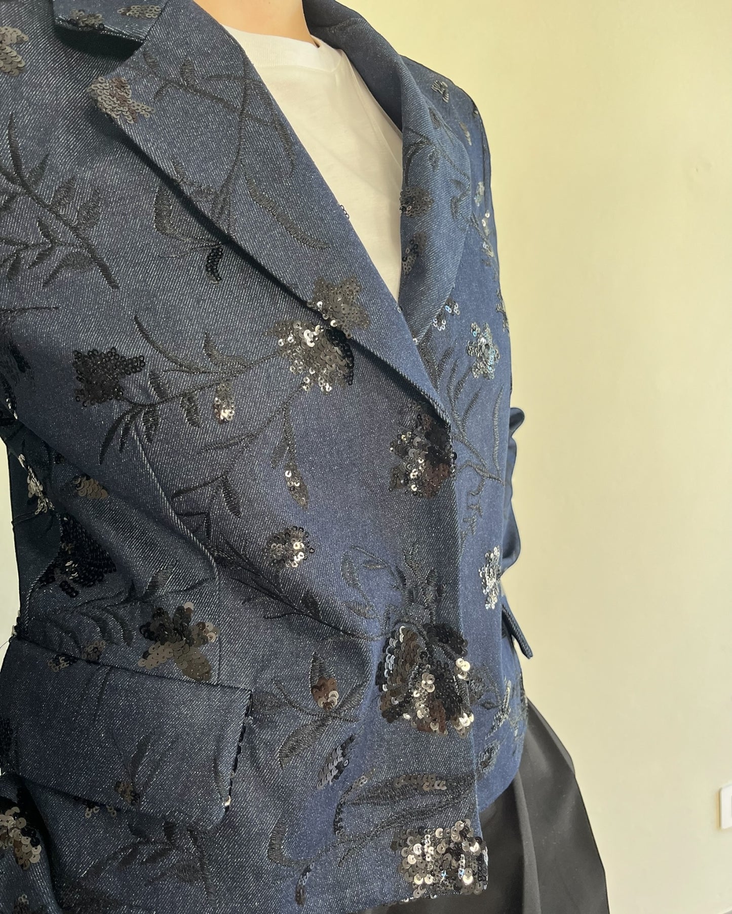 Giacca Denim con ricami mini paillettes art. TD0218 VICOLO