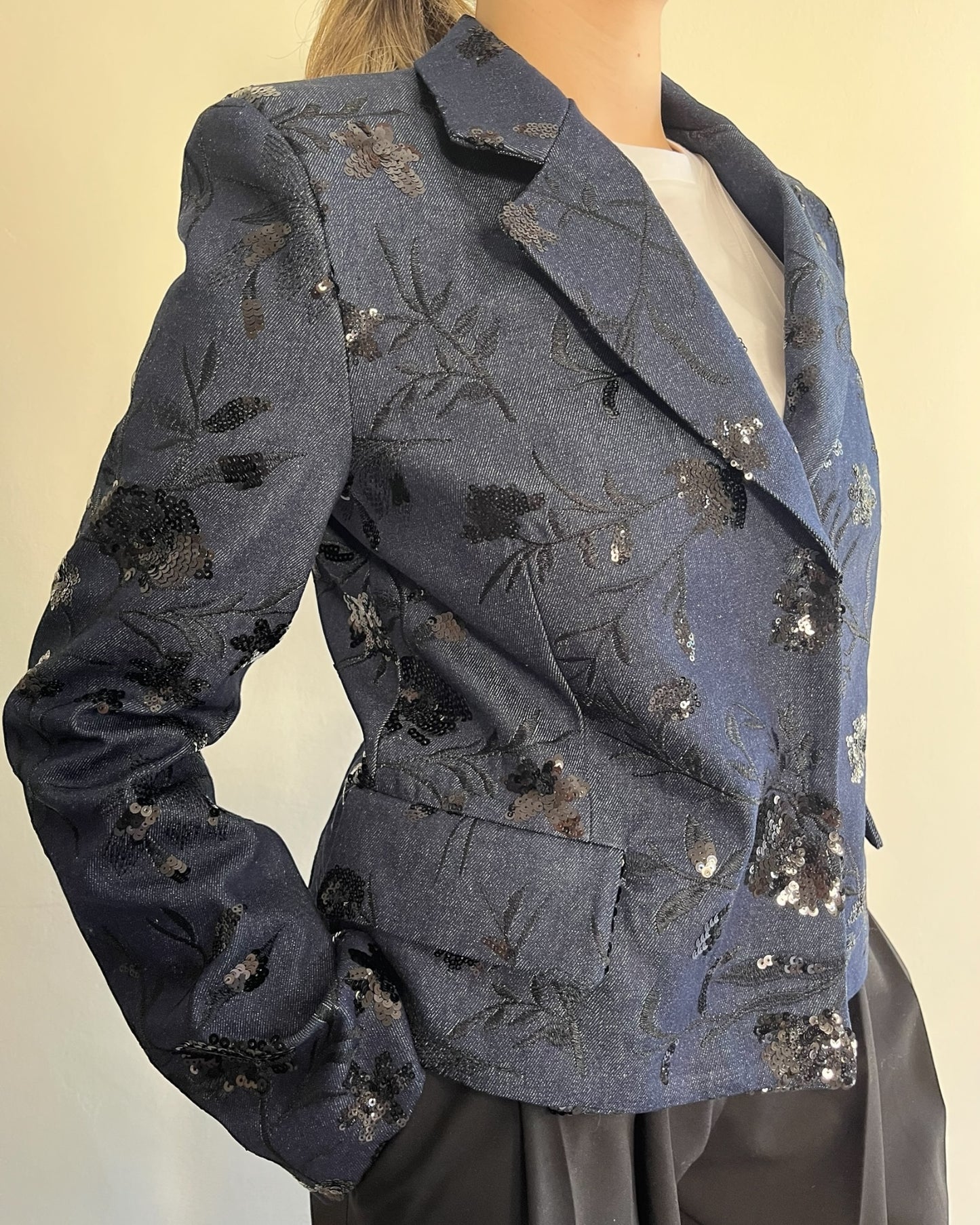Giacca Denim con ricami mini paillettes art. TD0218 VICOLO