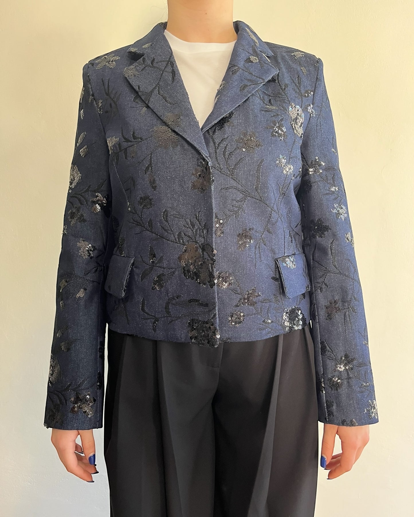 Giacca Denim con ricami mini paillettes art. TD0218 VICOLO