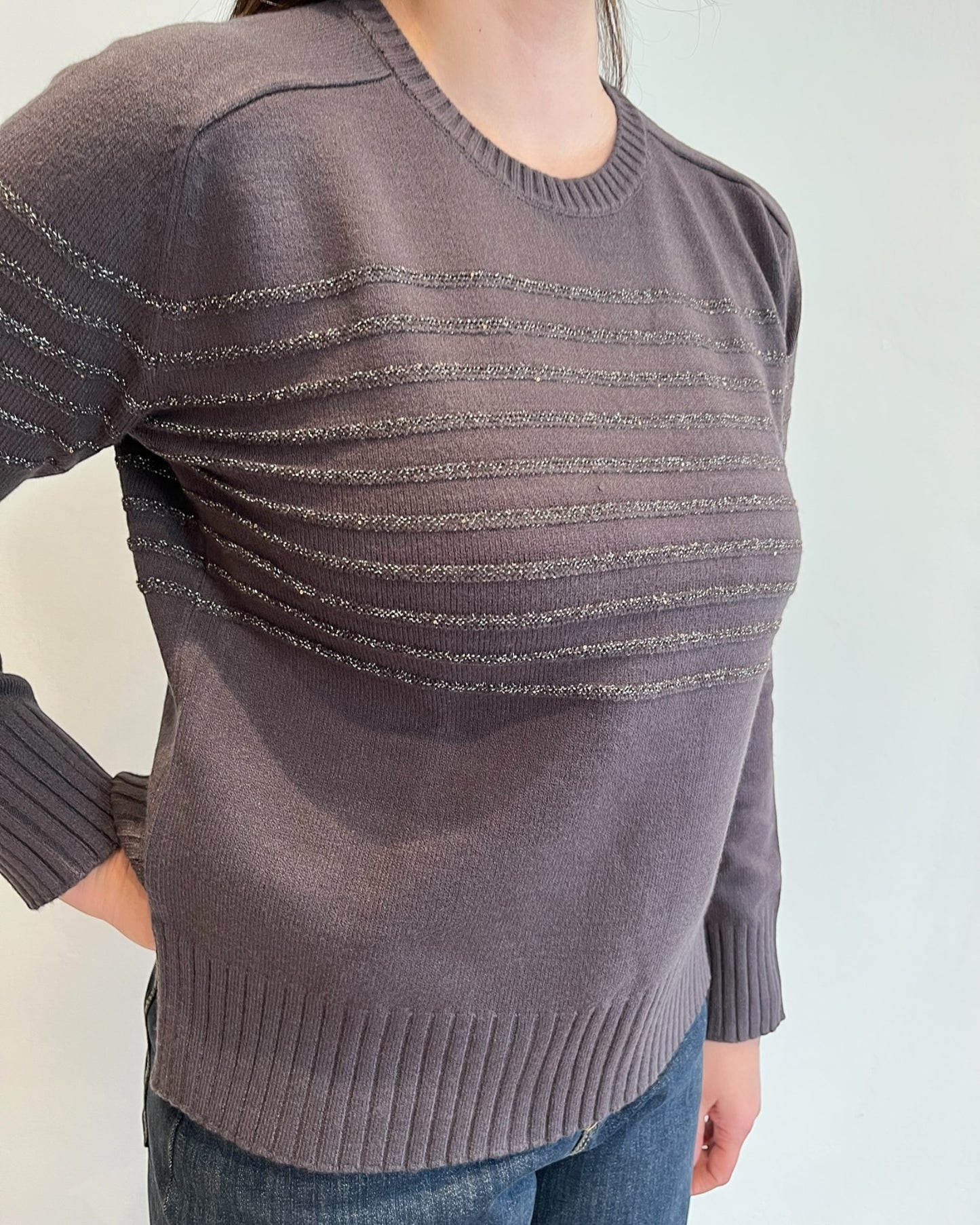 Maglia righe lurex art. 255W6151 ANIS WHITE