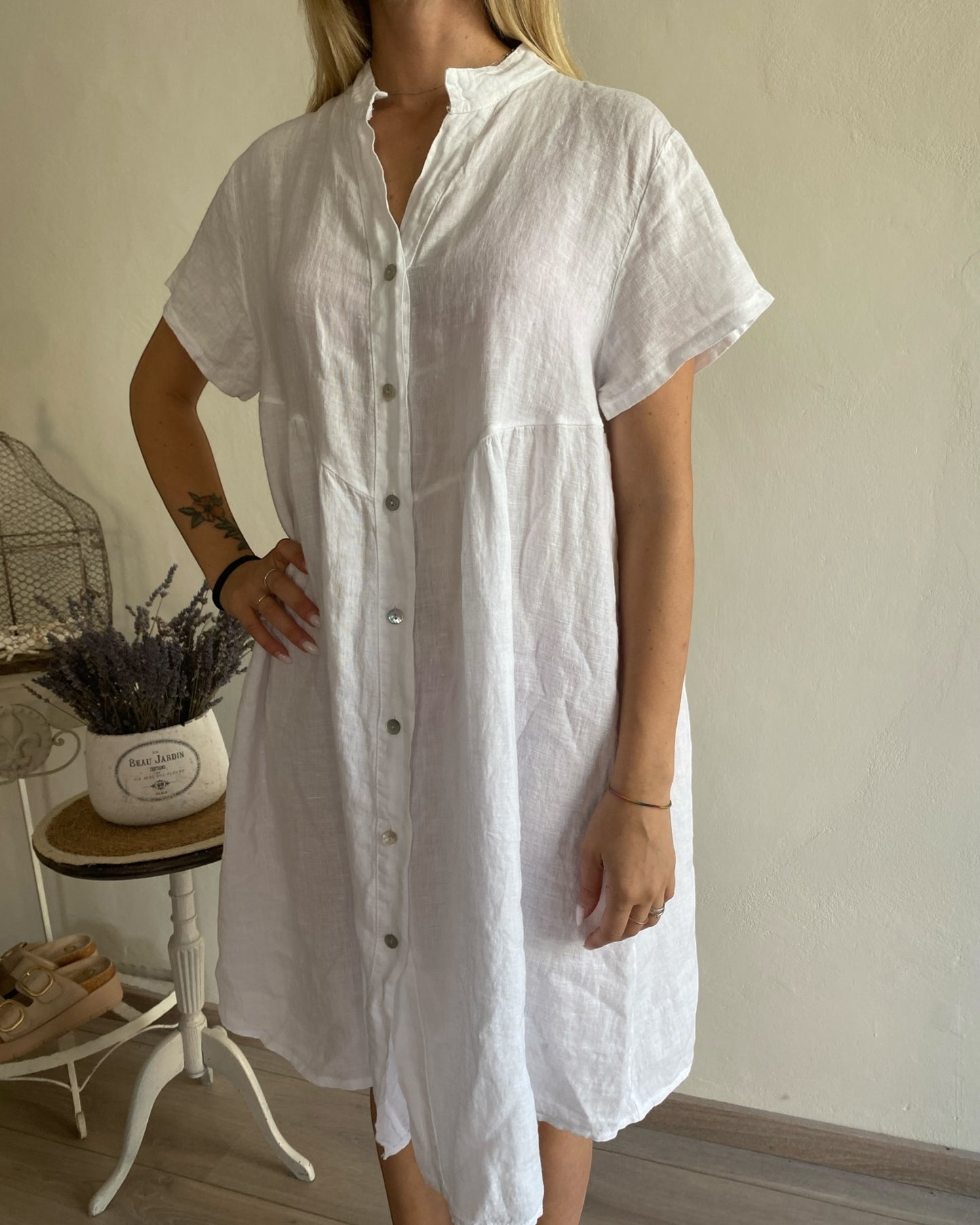 Abito lino collo coreana art. 5067 CHEAP&CHIC