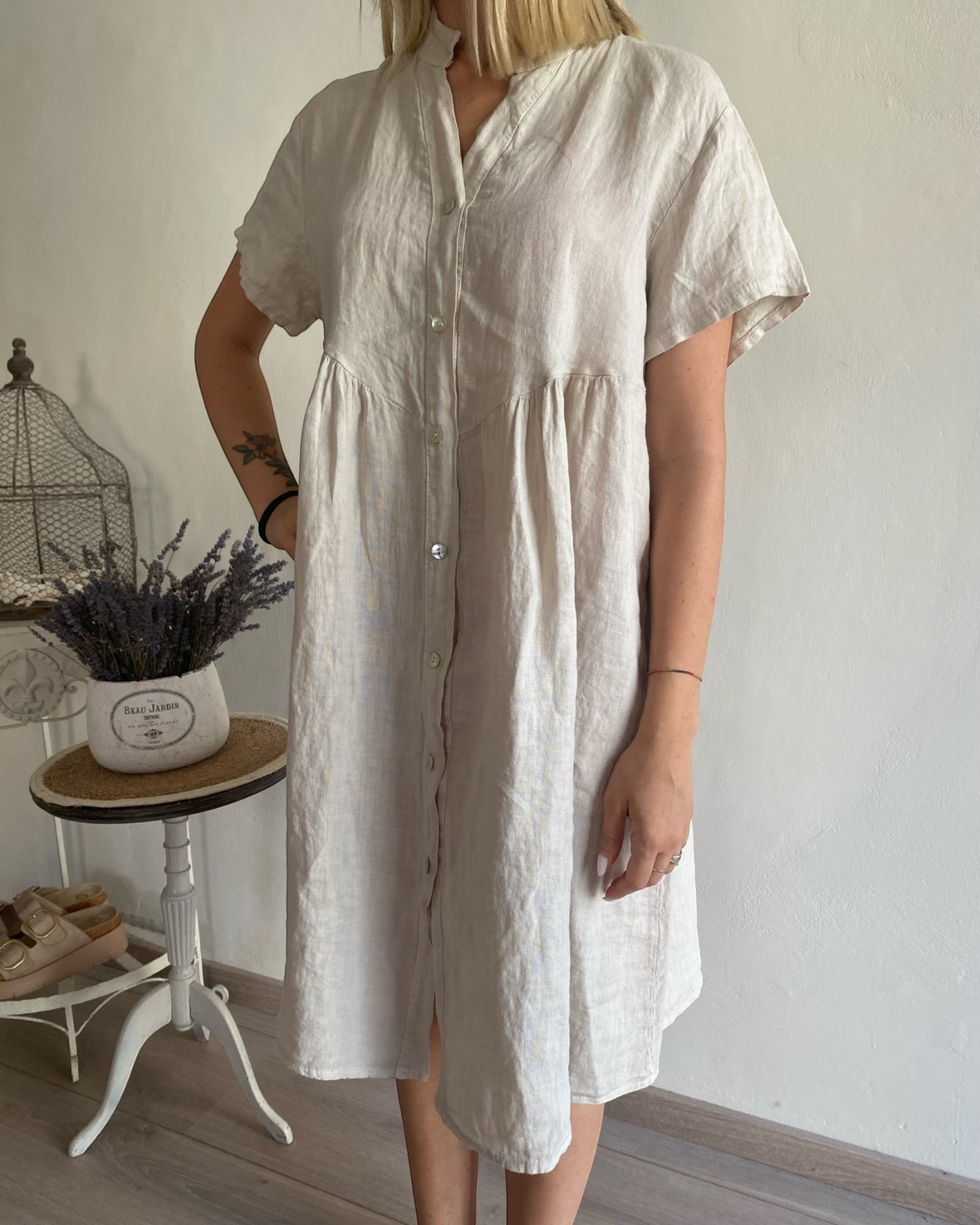 Abito lino collo coreana art. 5067 CHEAP&CHIC