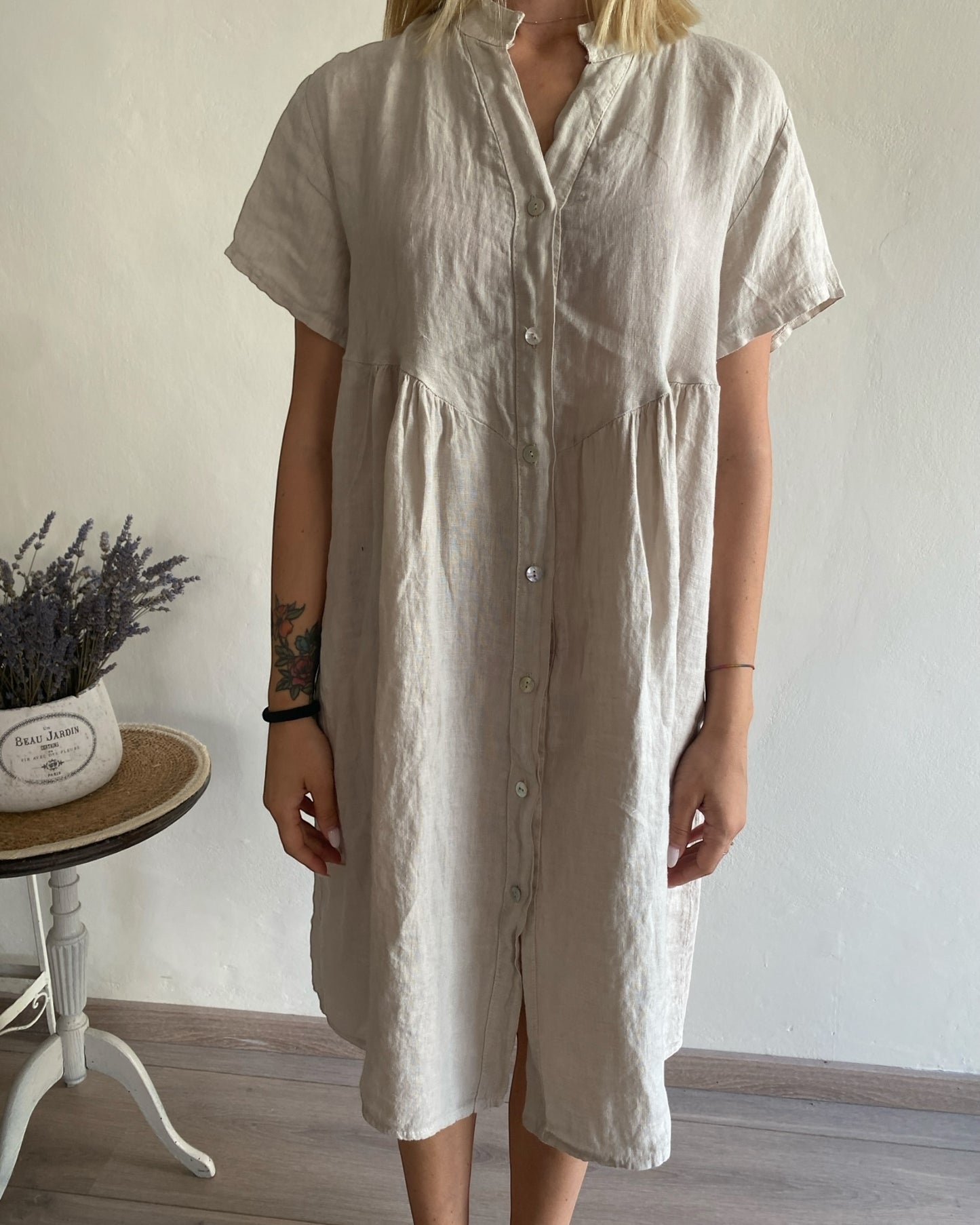 Abito lino collo coreana art. 5067 CHEAP&CHIC