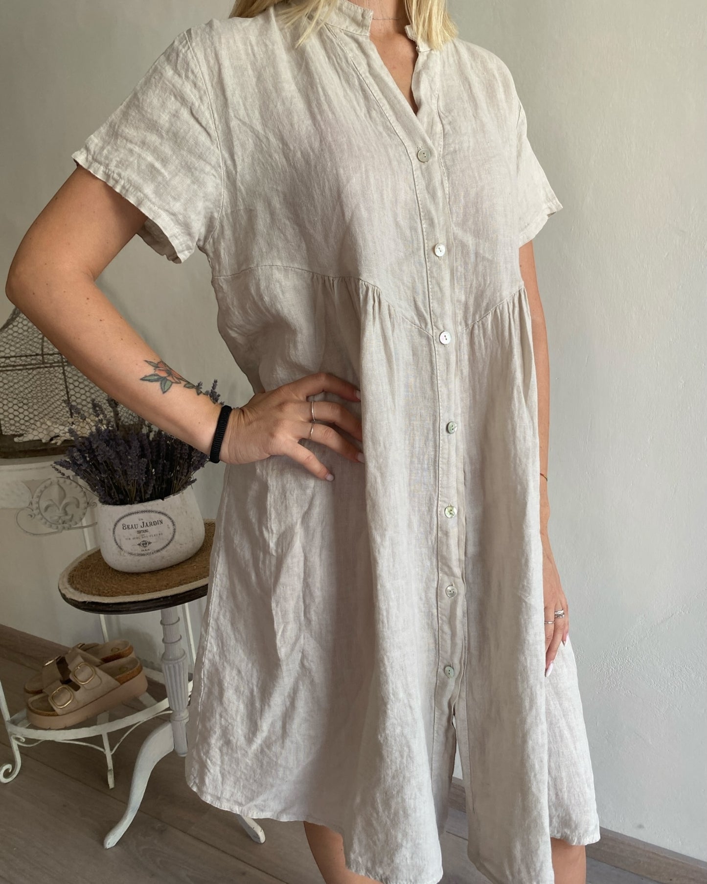 Abito lino collo coreana art. 5067 CHEAP&CHIC