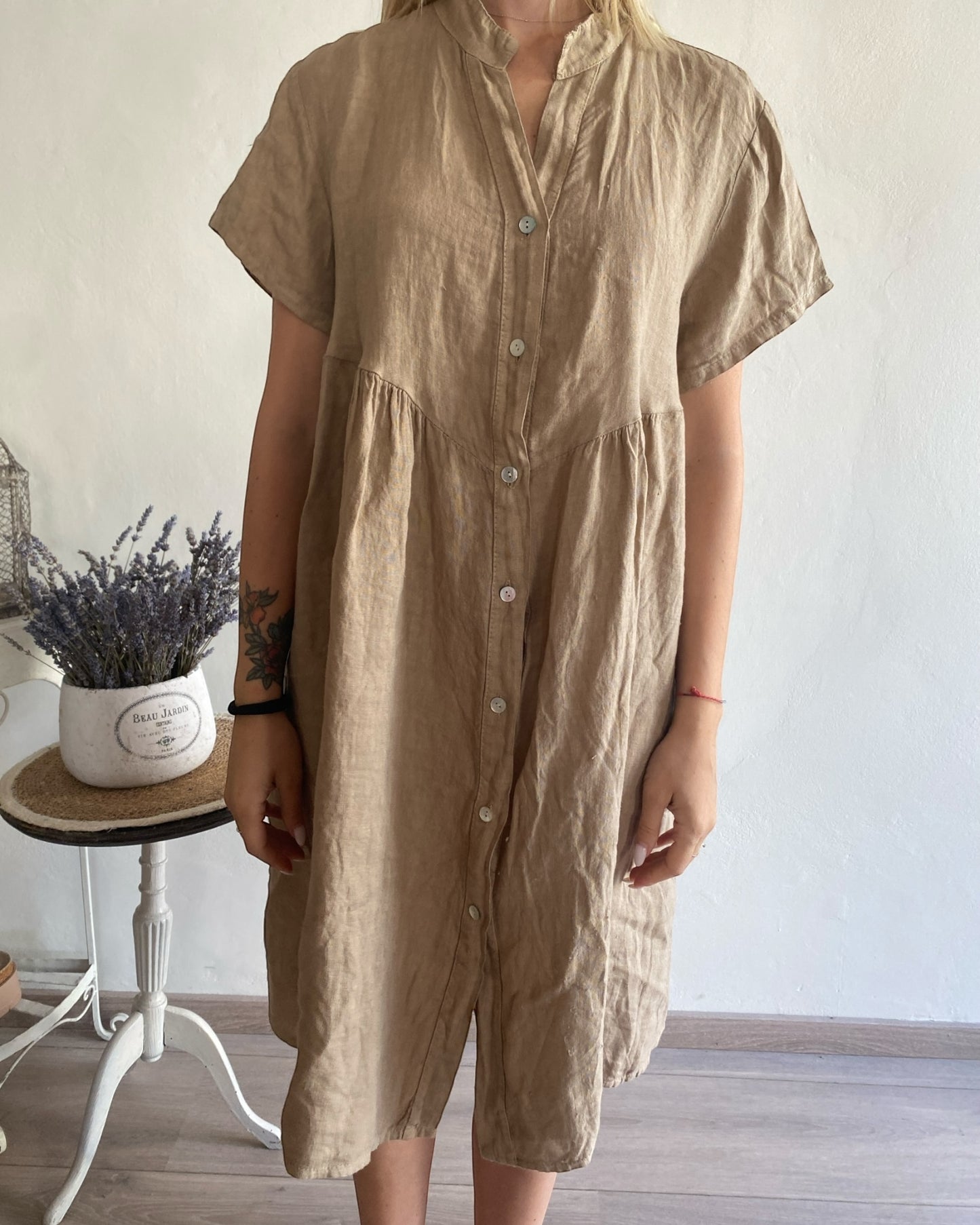 Abito lino collo coreana art. 5067 CHEAP&CHIC