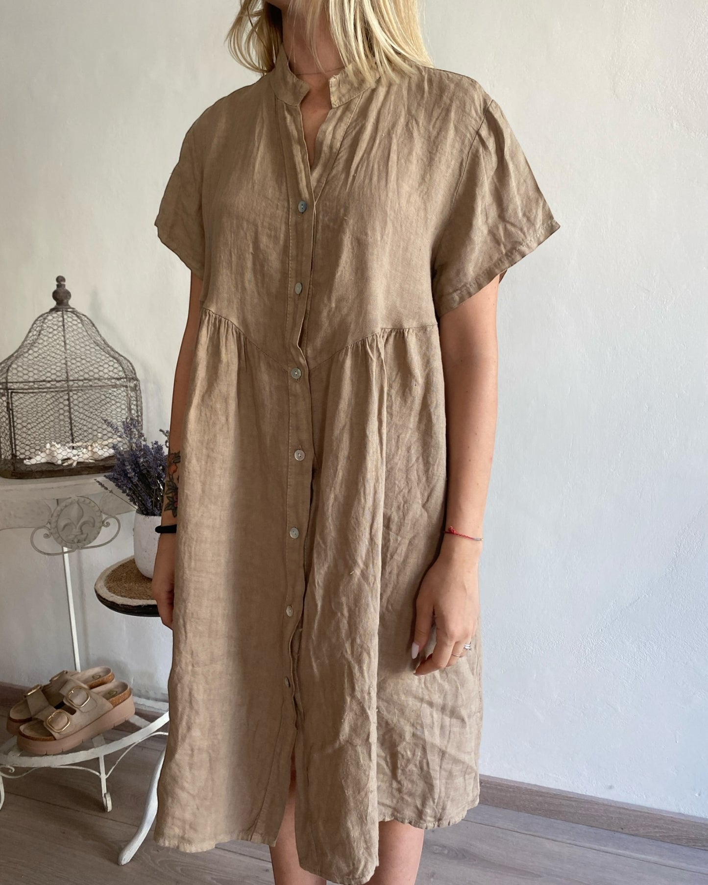 Abito lino collo coreana art. 5067 CHEAP&CHIC