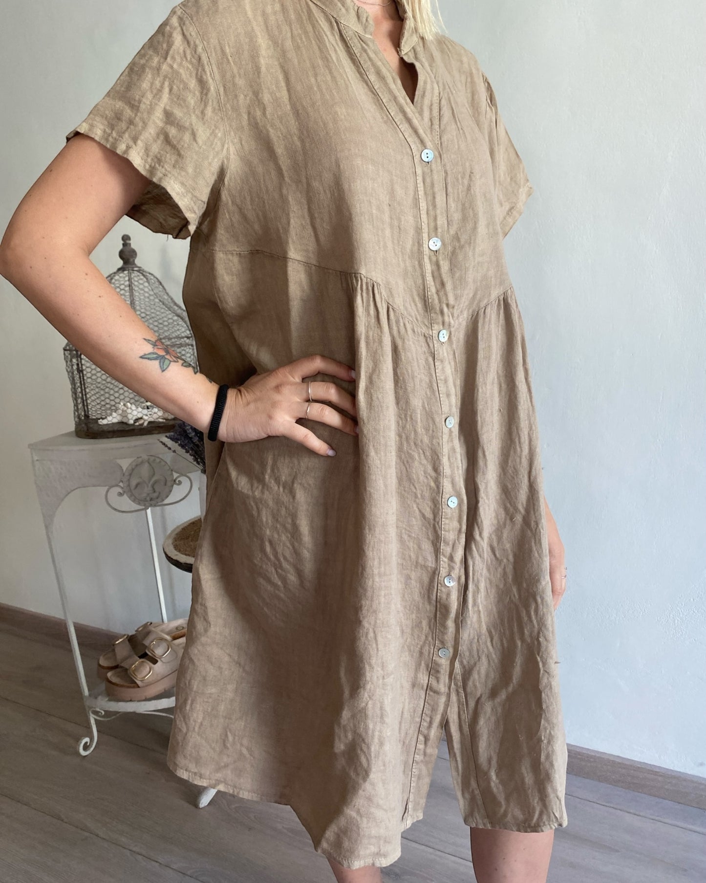 Abito lino collo coreana art. 5067 CHEAP&CHIC