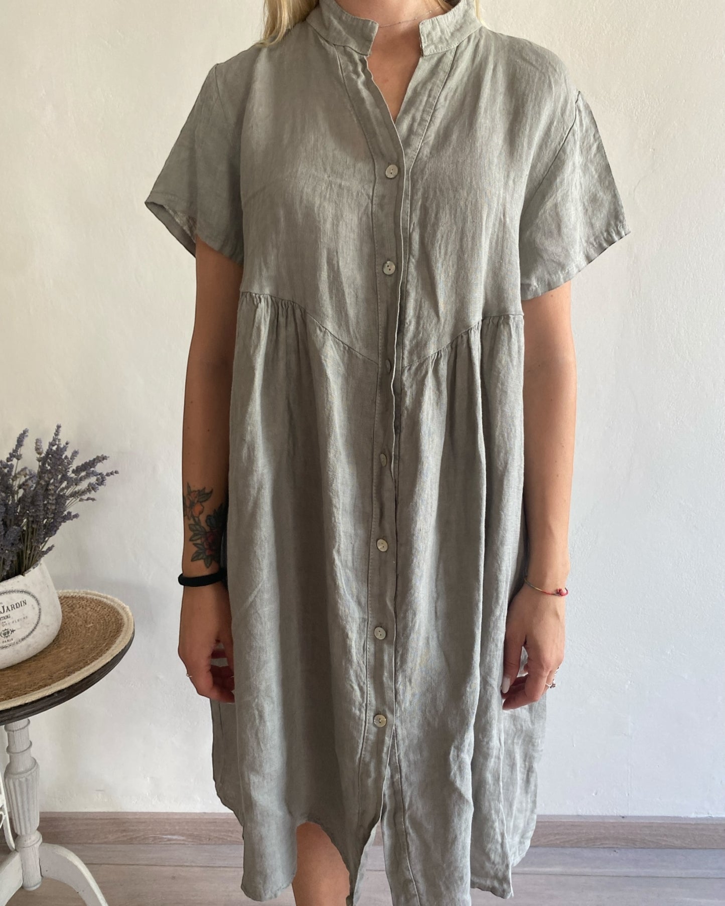 Abito lino collo coreana art. 5067 CHEAP&CHIC