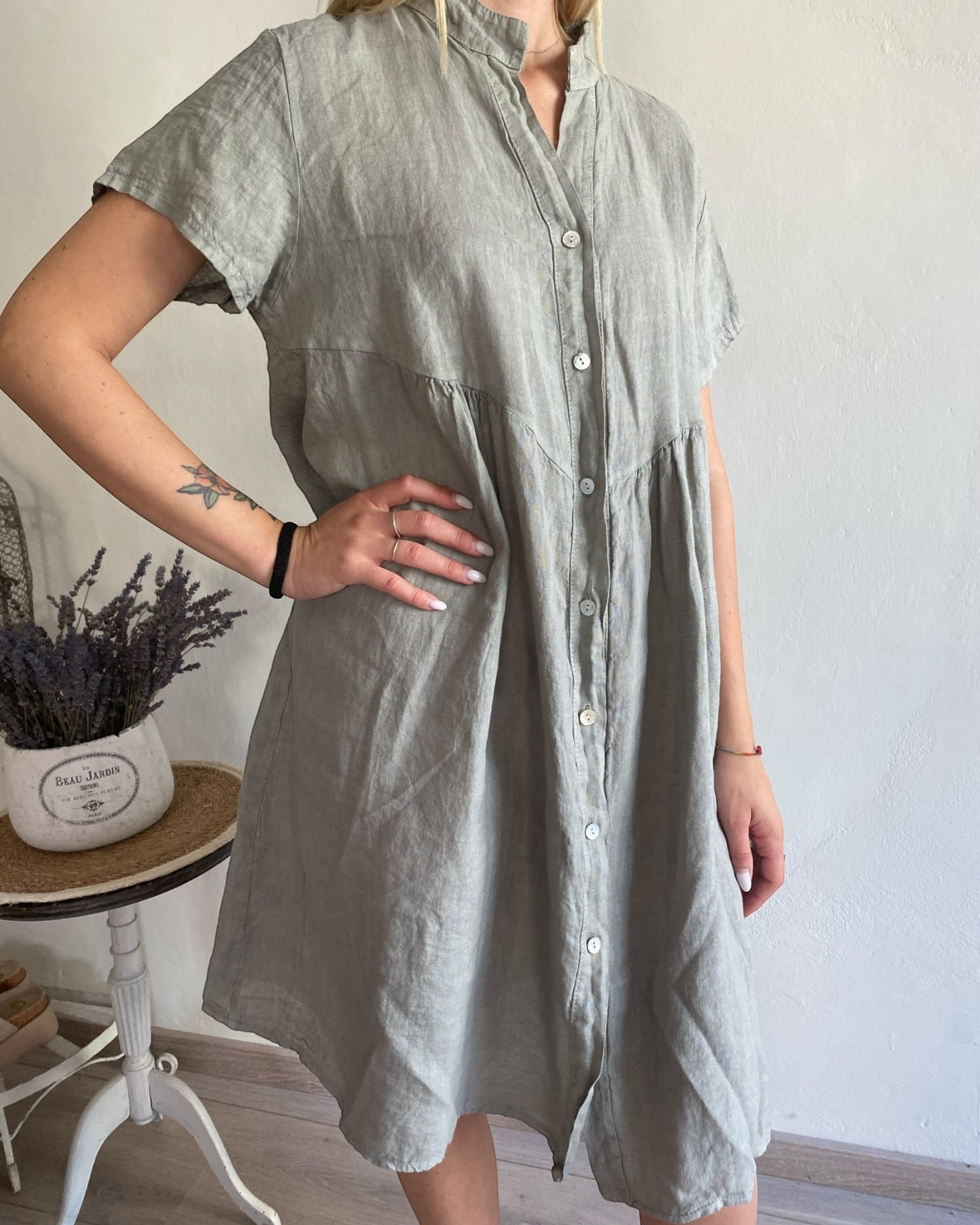 Abito lino collo coreana art. 5067 CHEAP&CHIC