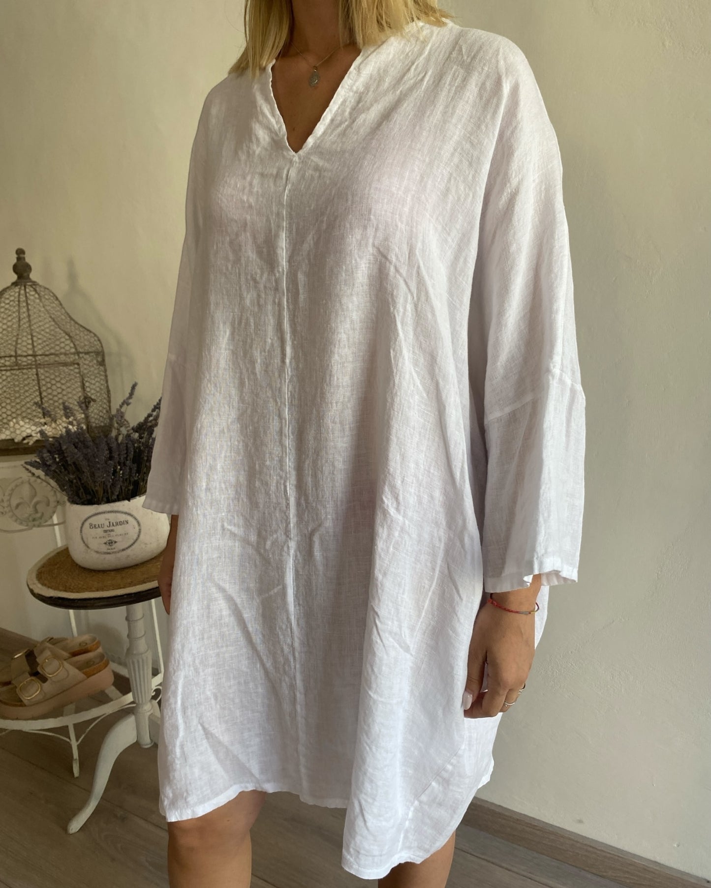 Abito lino scollo V con manica pipistrello CHEAP&CHIC art.4975
