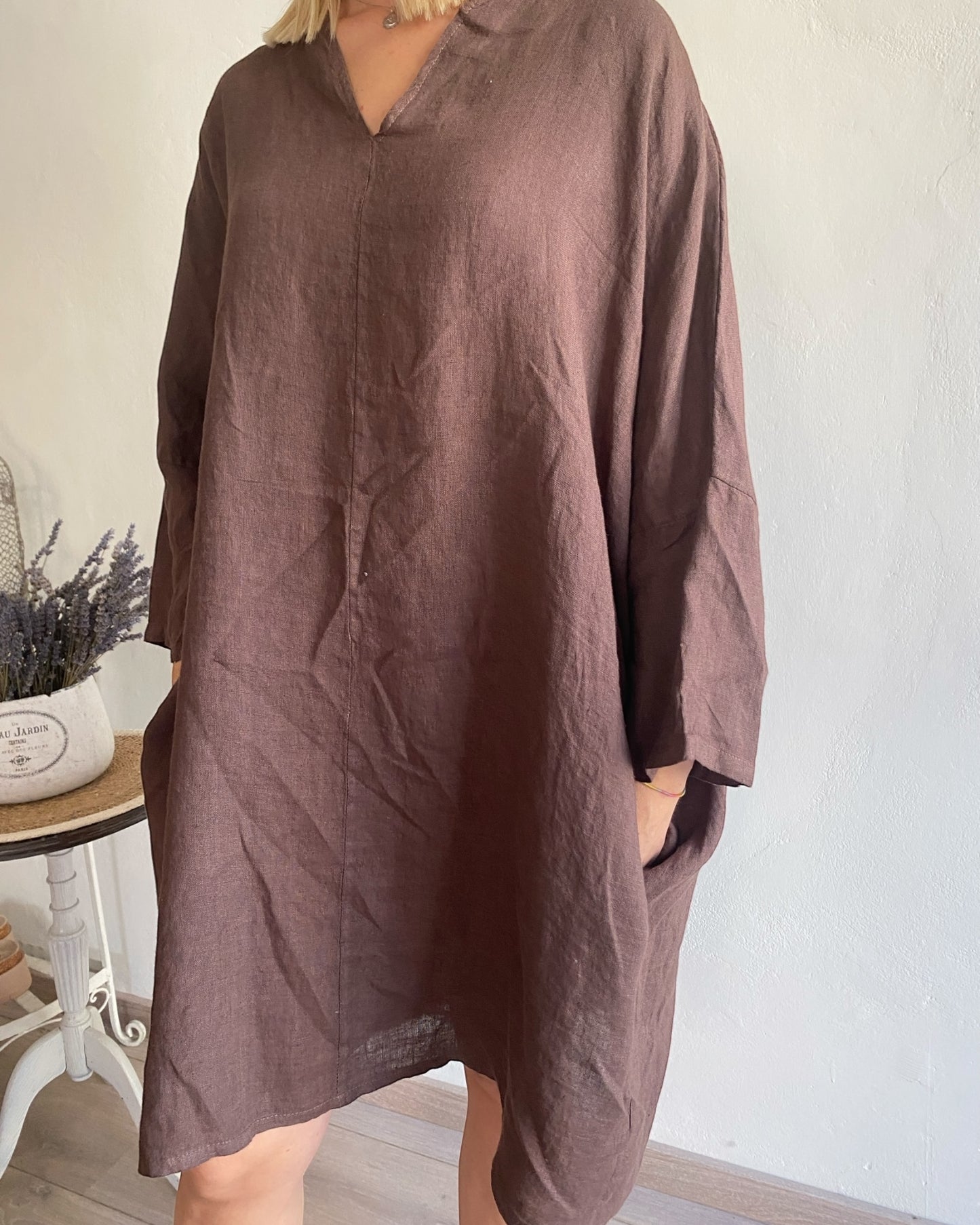 Abito lino scollo V con manica pipistrello CHEAP&CHIC art.4975
